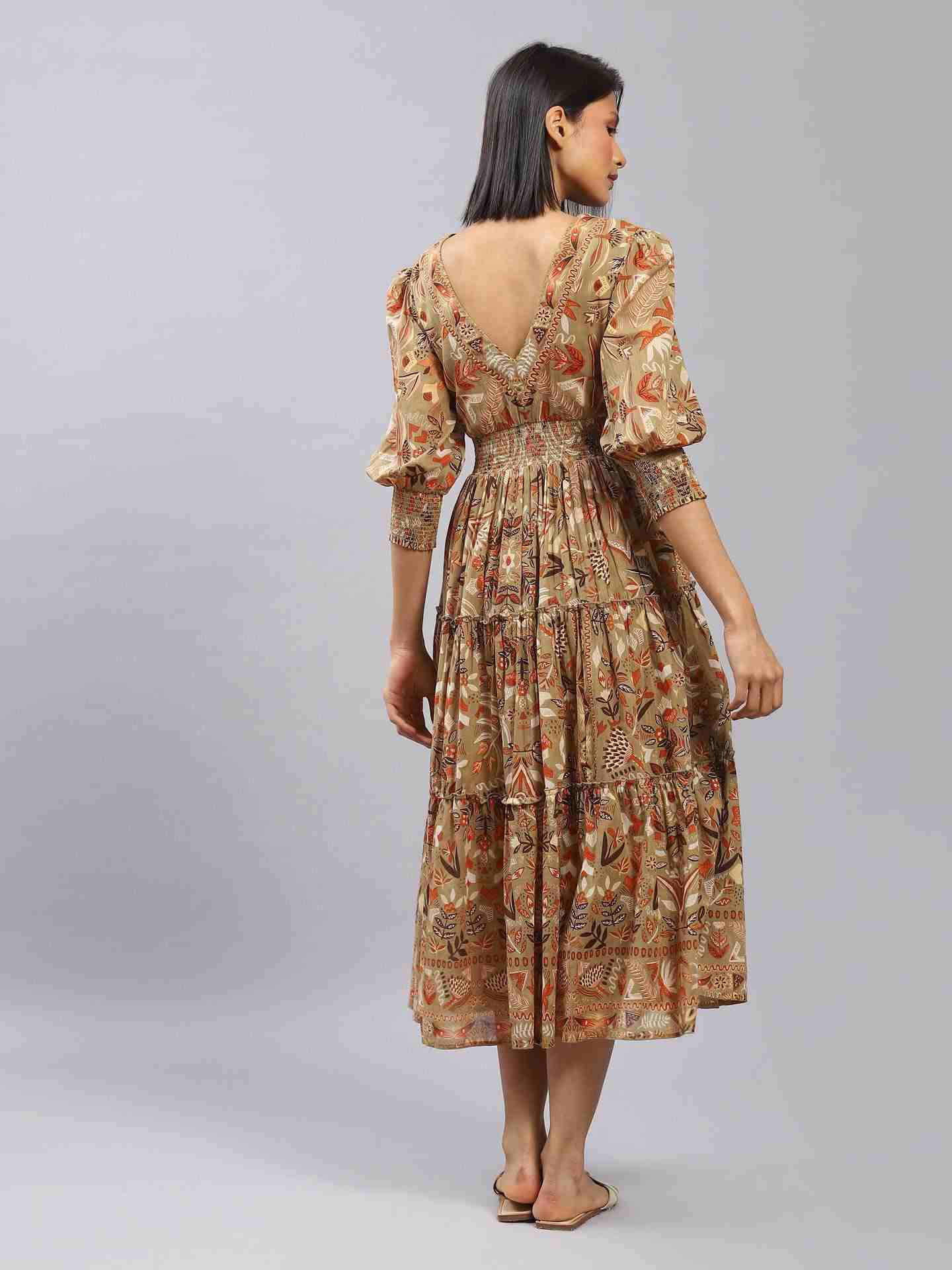 Khaki Maeve Midi Dress