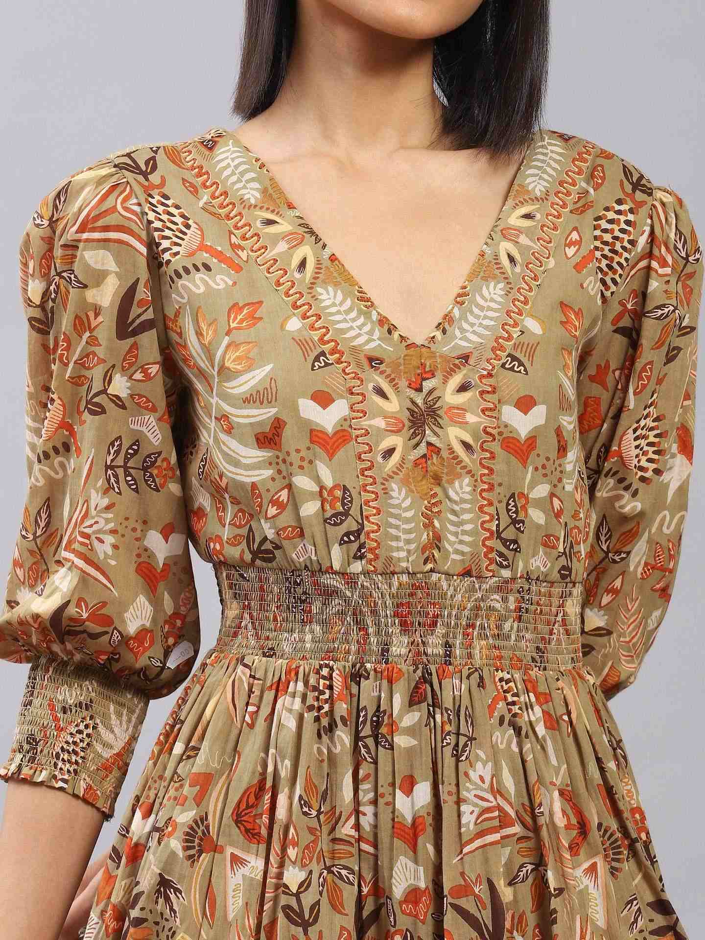 Khaki Maeve Midi Dress