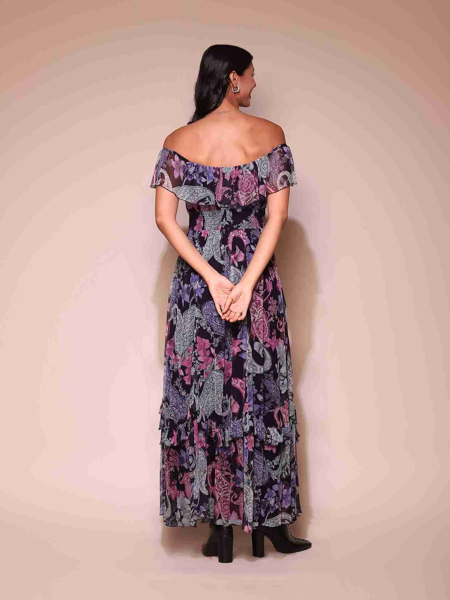 Navy Drew Off-The-Shoulder Dress