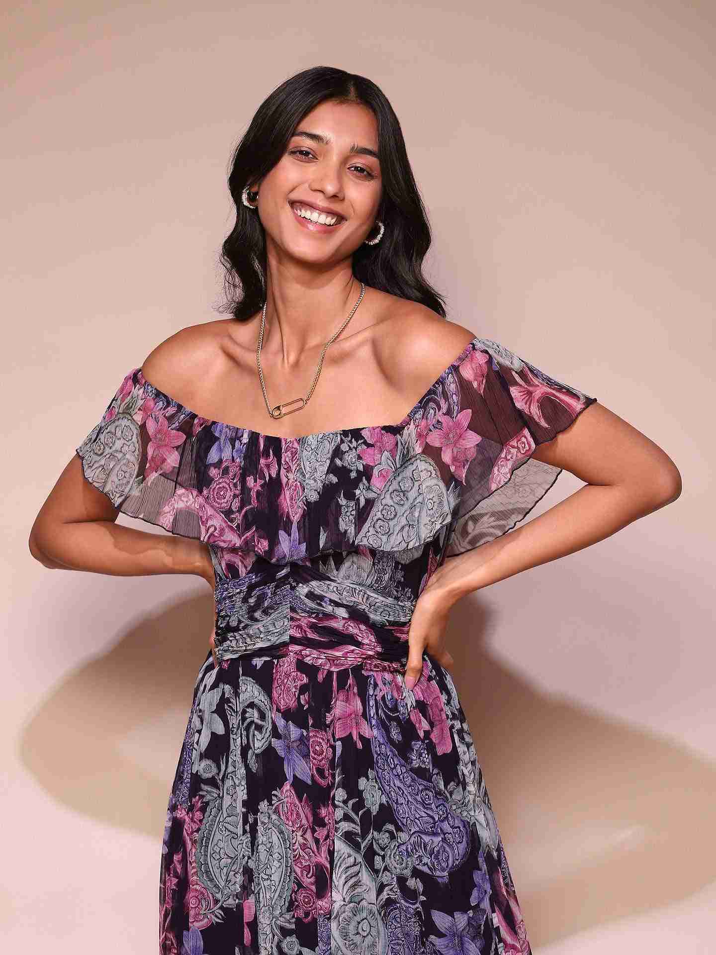 Navy Drew Off-The-Shoulder Dress