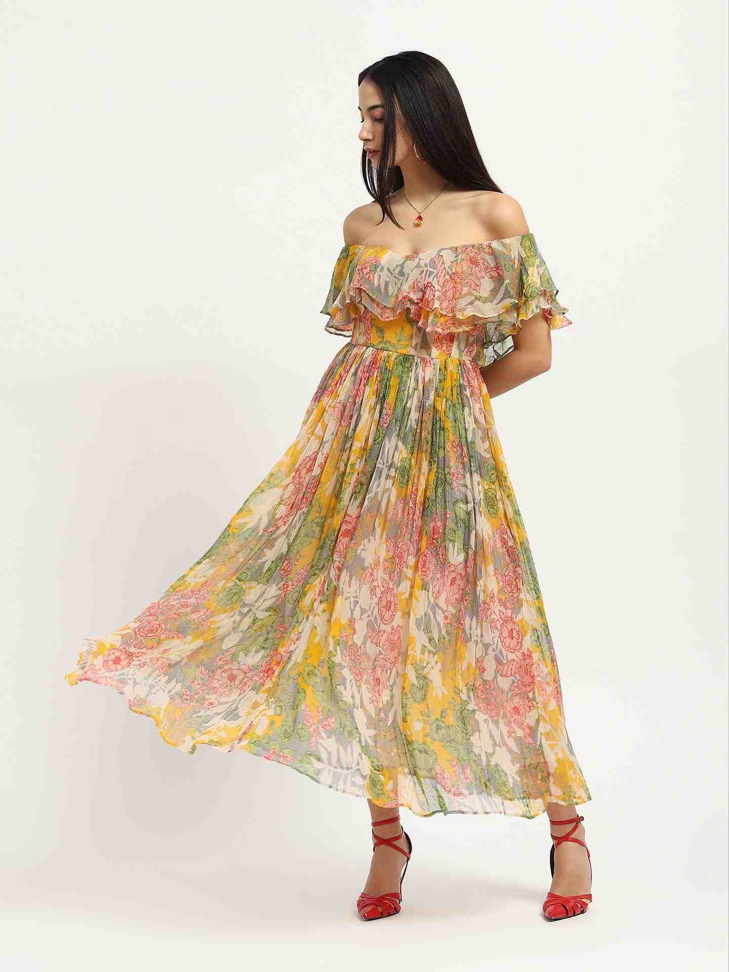 Multi Floriane Off-The-Shoulder Dress