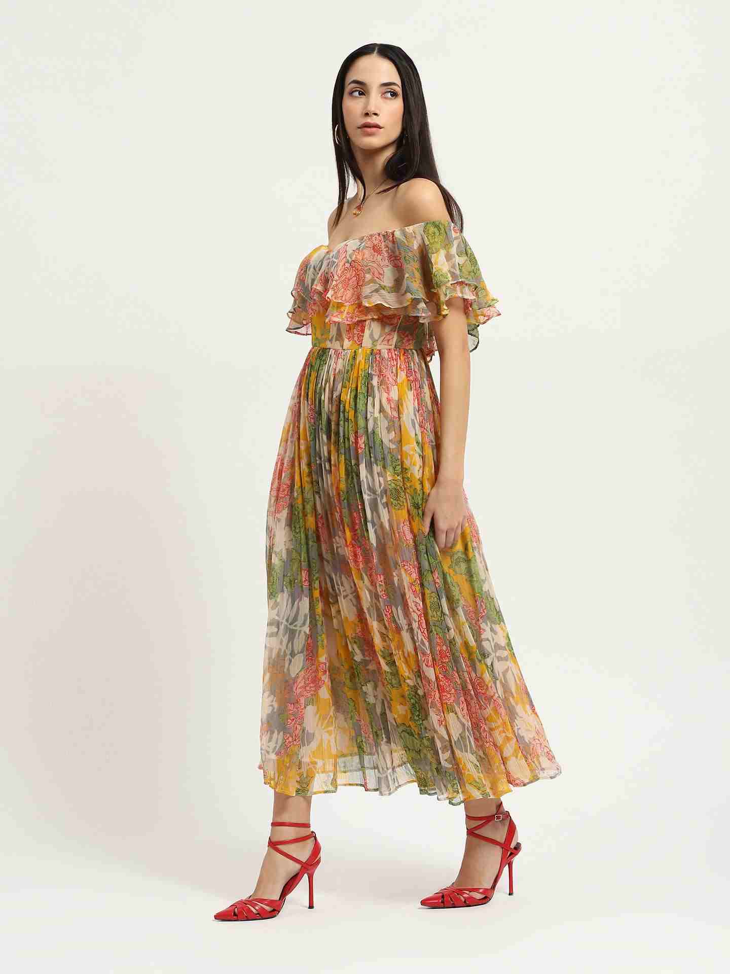 Multi Floriane Off-The-Shoulder Dress
