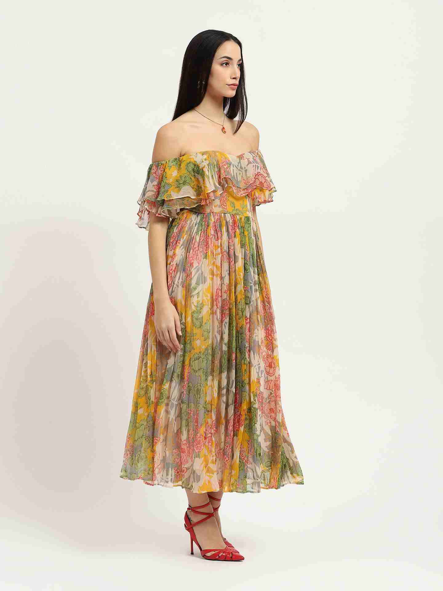 Multi Floriane Off-The-Shoulder Dress