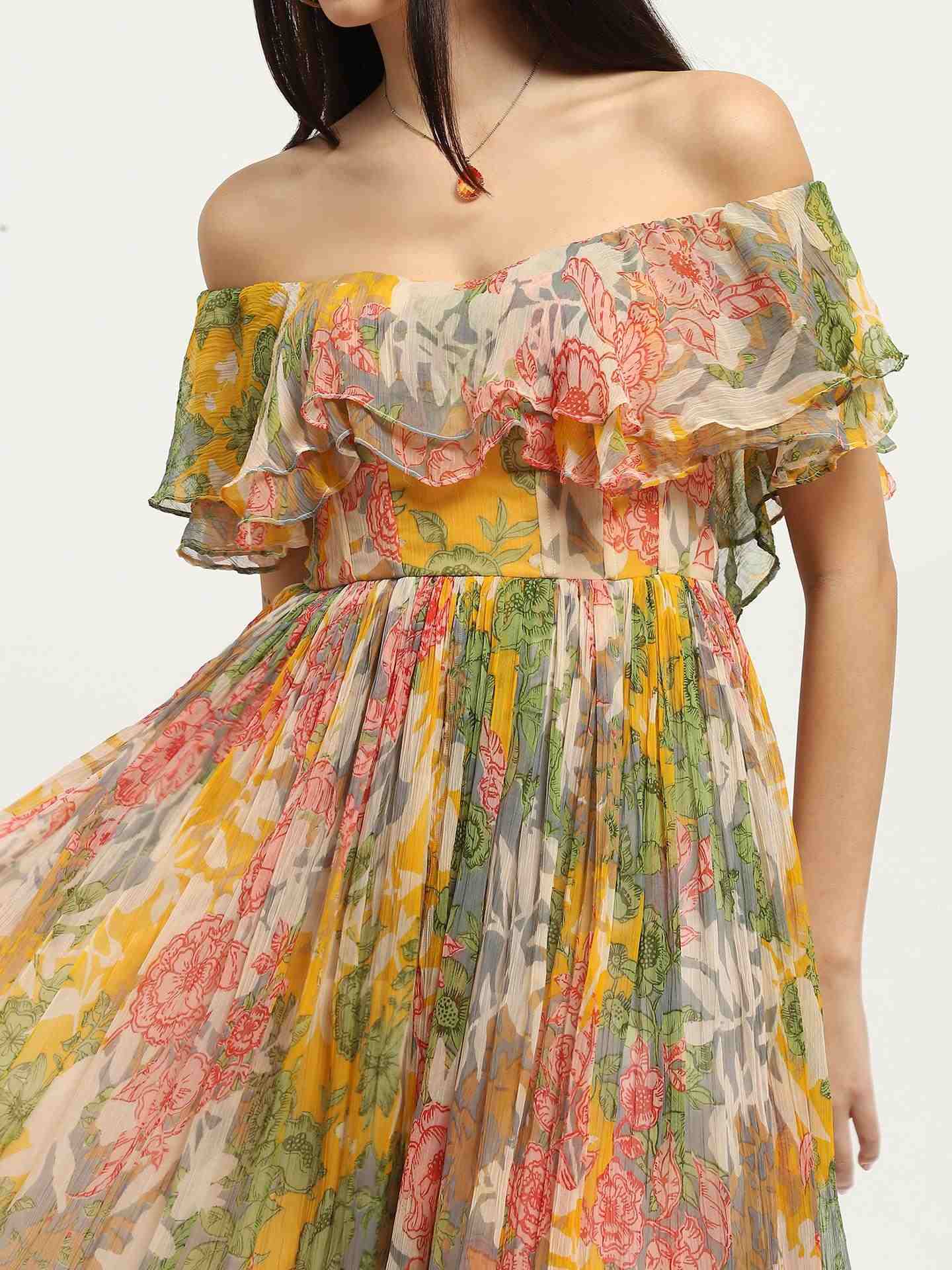 Multi Floriane Off-The-Shoulder Dress