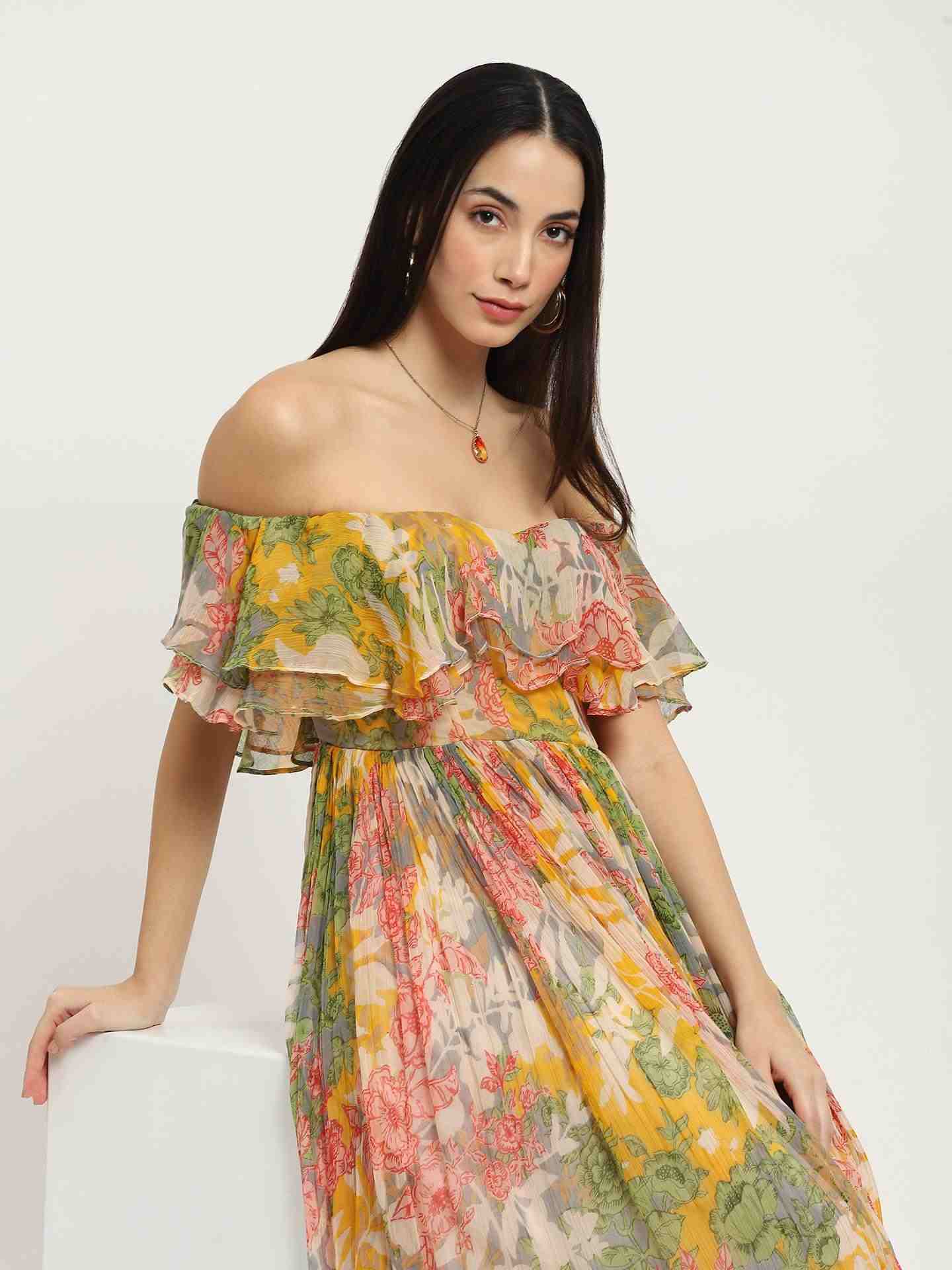 Multi Floriane Off-The-Shoulder Dress