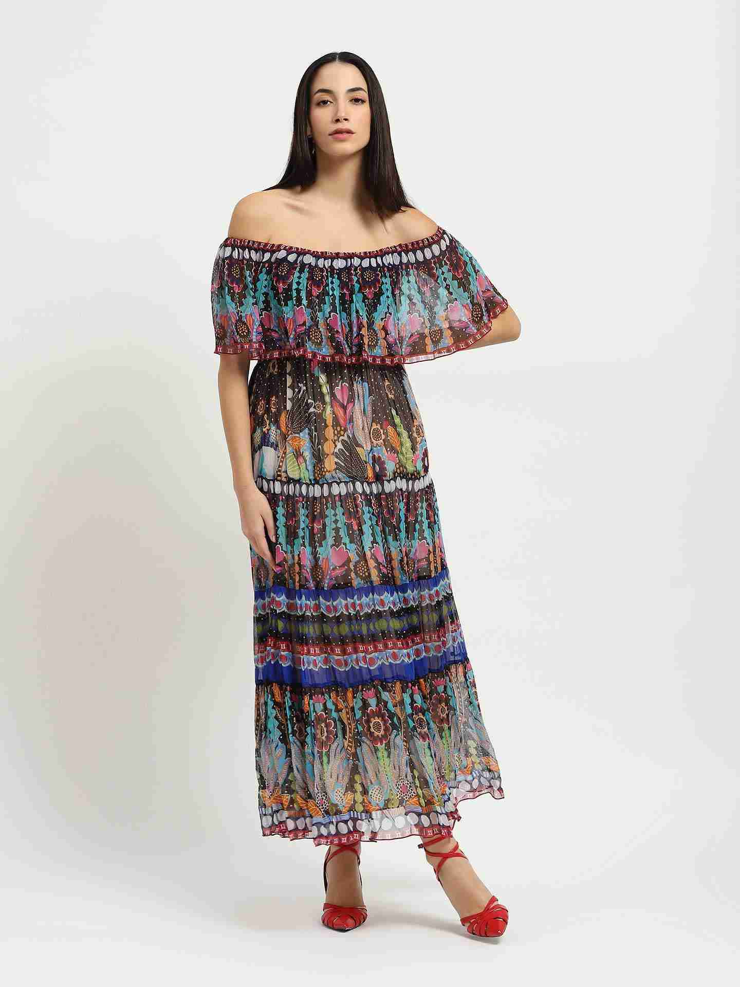 Blue Carwen Off-Shoulder Dress