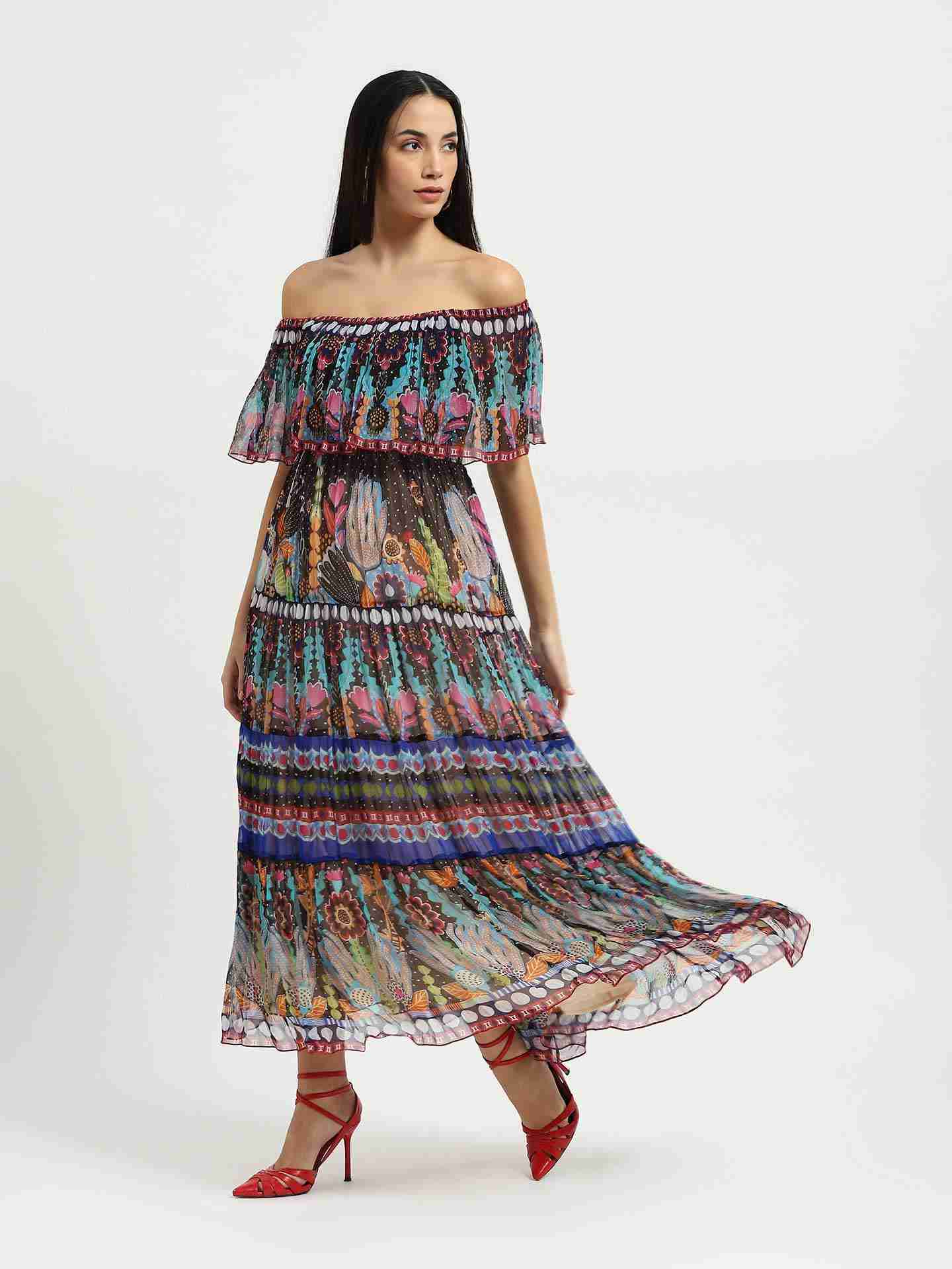 Blue Carwen Off-Shoulder Dress