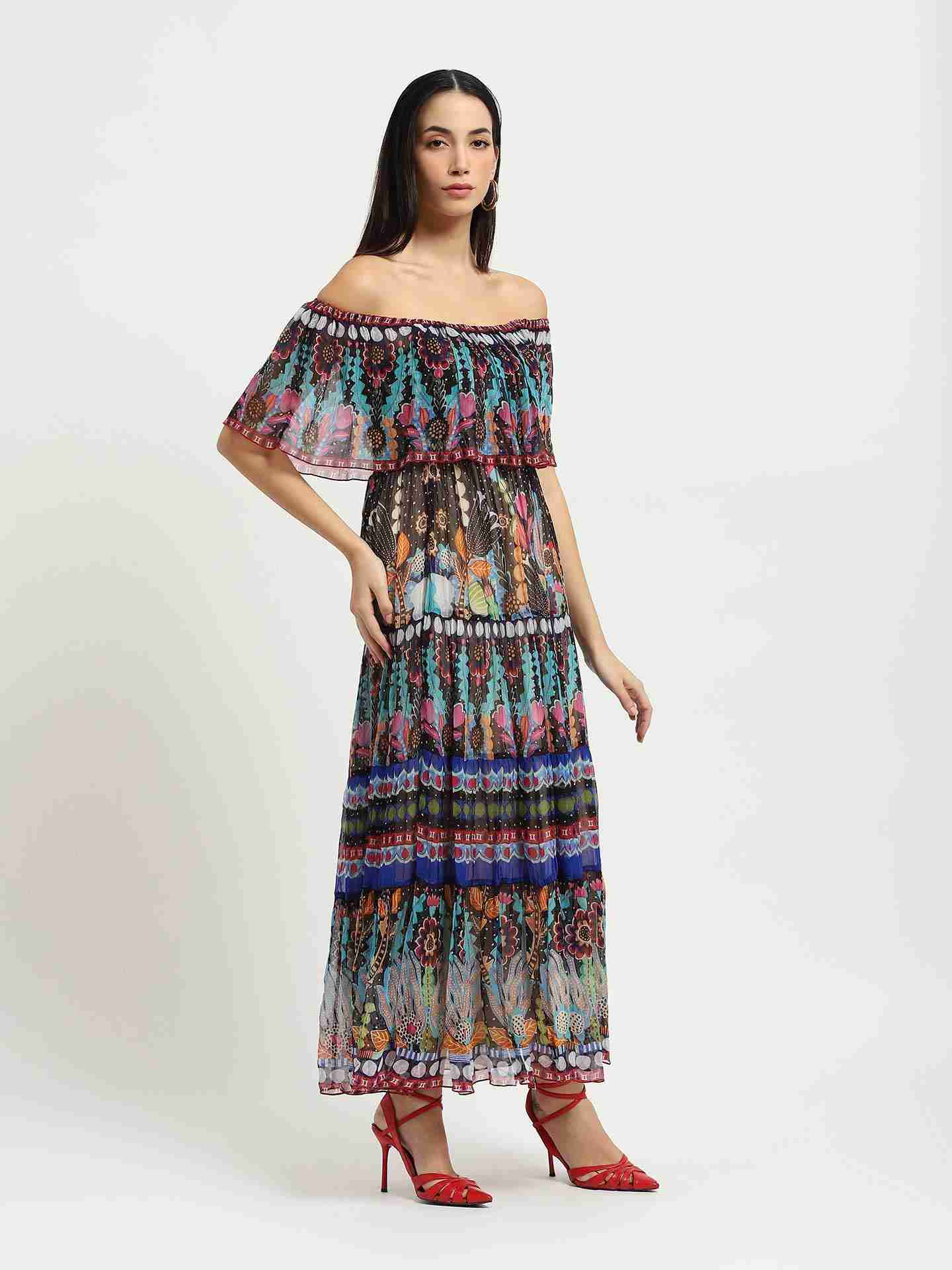 Blue Carwen Off-Shoulder Dress