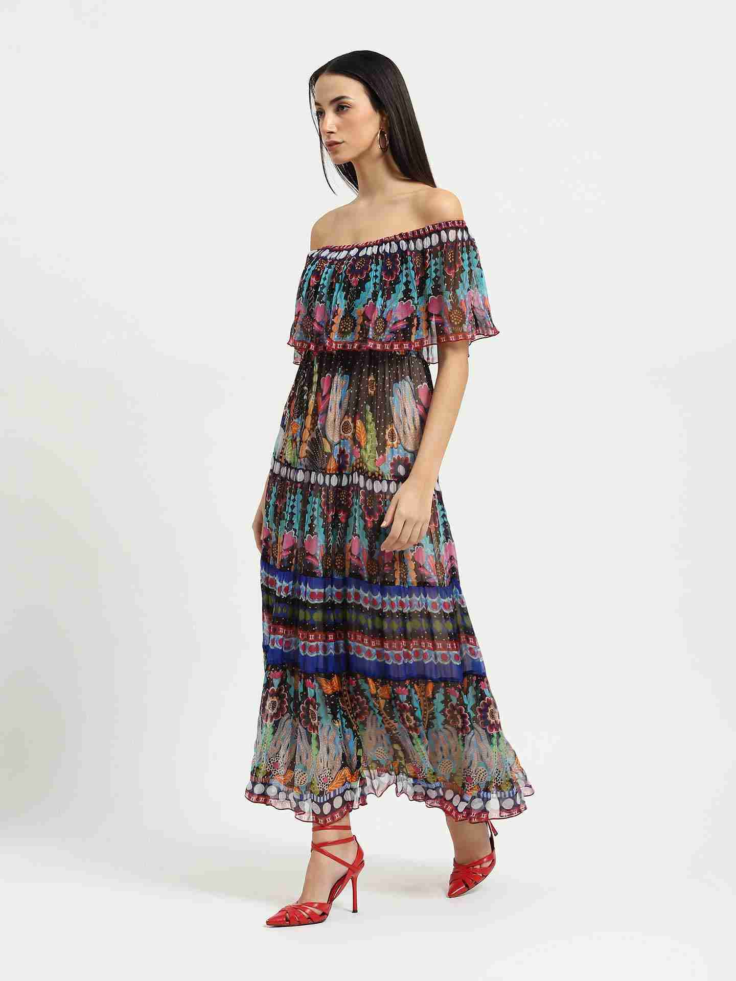 Blue Carwen Off-Shoulder Dress