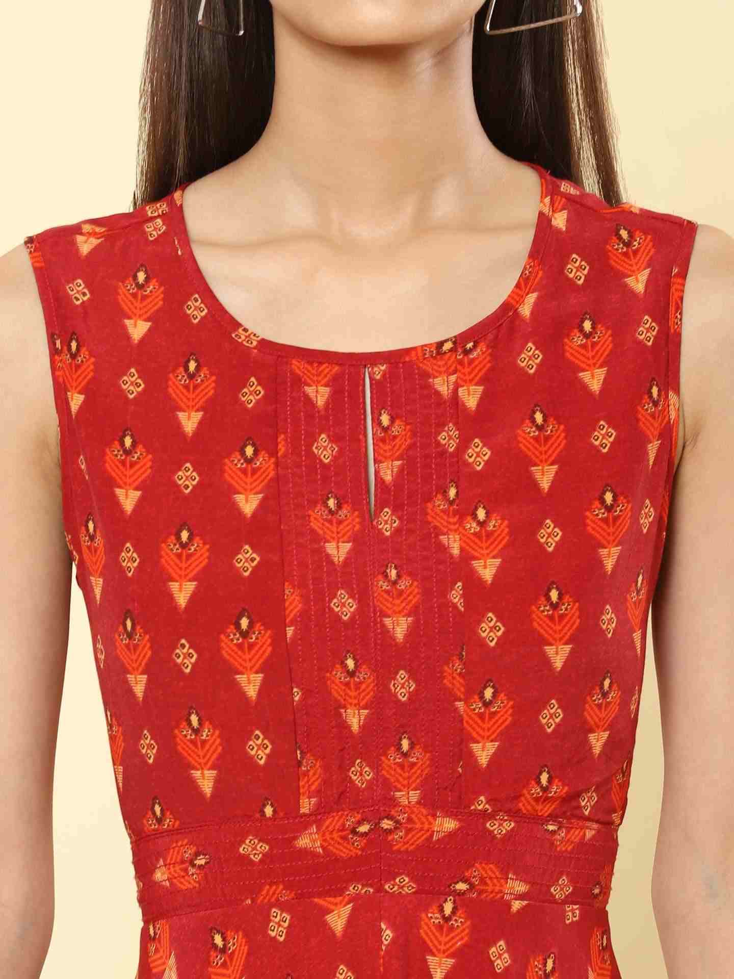 Red Fashion Flair Midi Dress