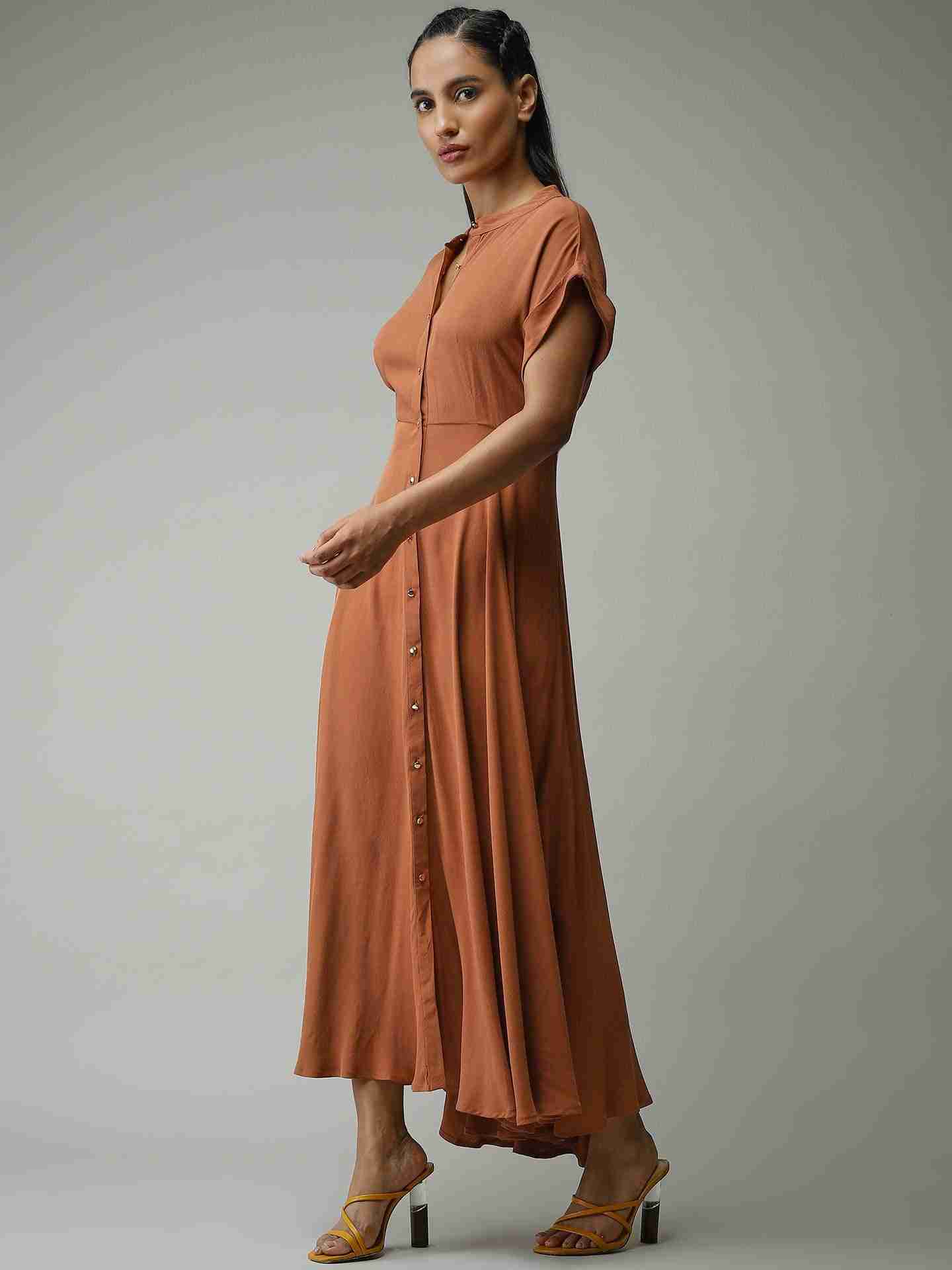 Camel Core Shirt Dress