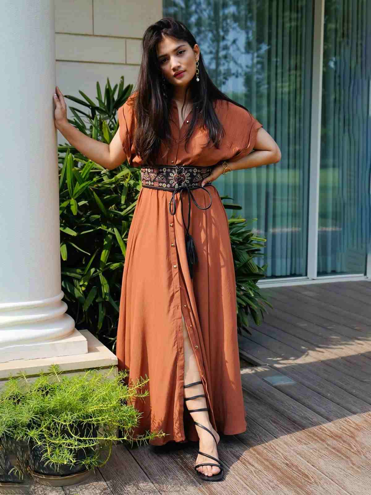 Camel Core Shirt Dress