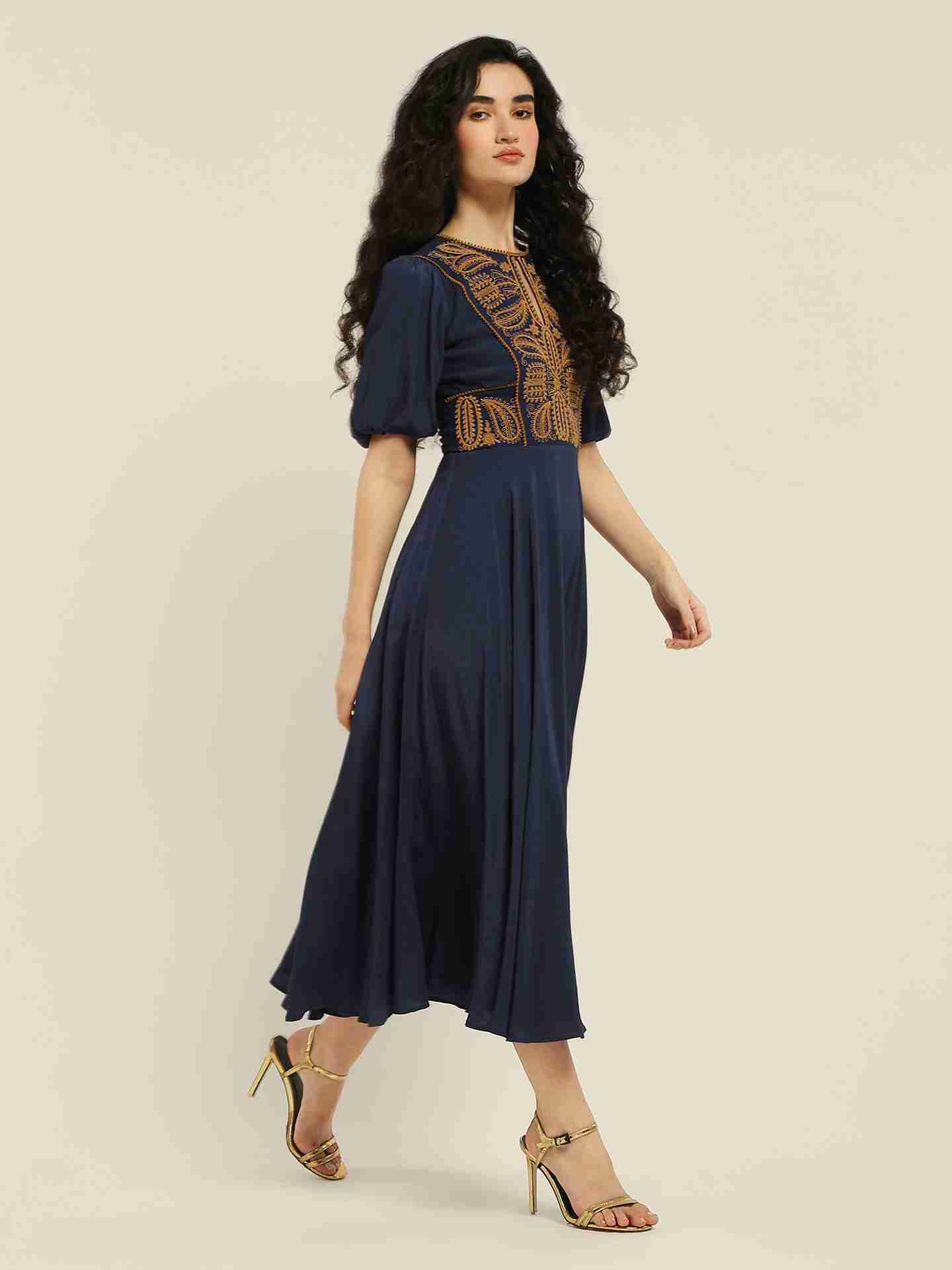 Navy Gemma Long Dress