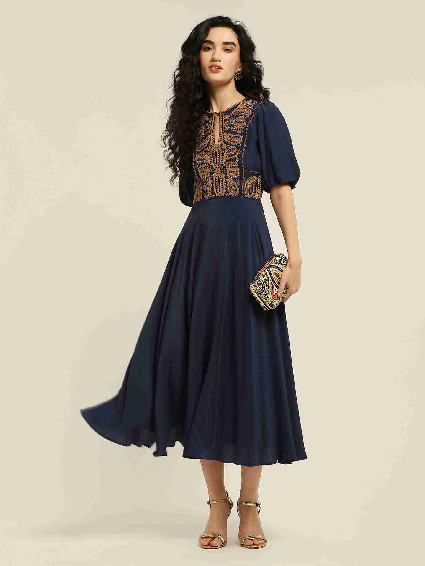 Navy Gemma Long Dress