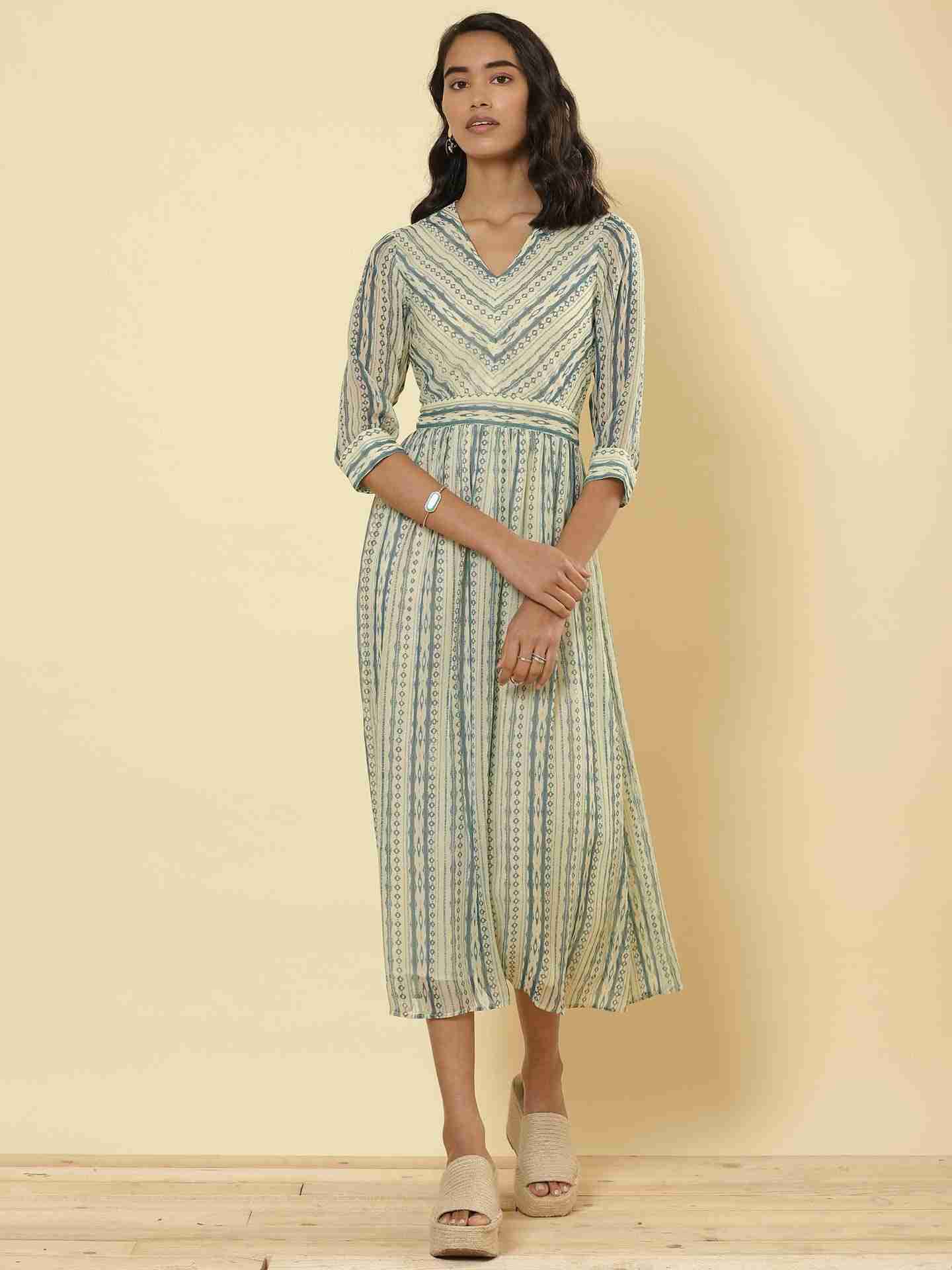 Teal Masai Stripe Dress