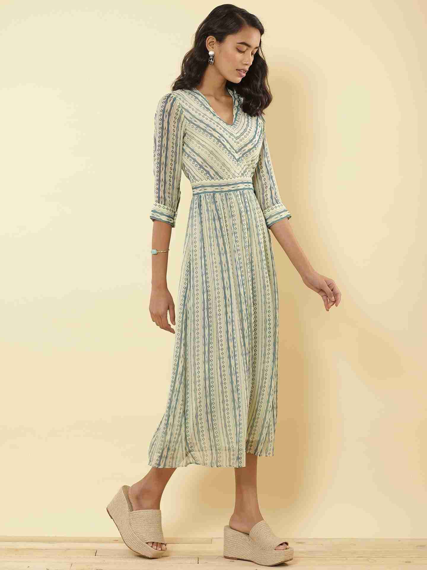 Teal Masai Stripe Dress