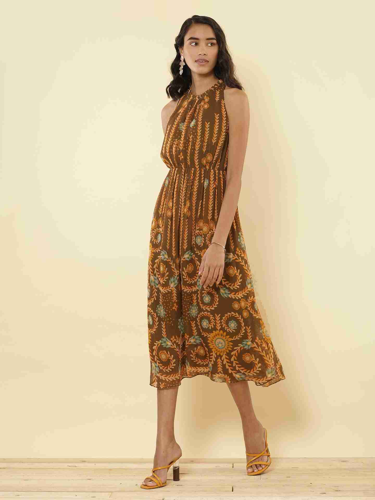 Brown Carnival Midi Dress