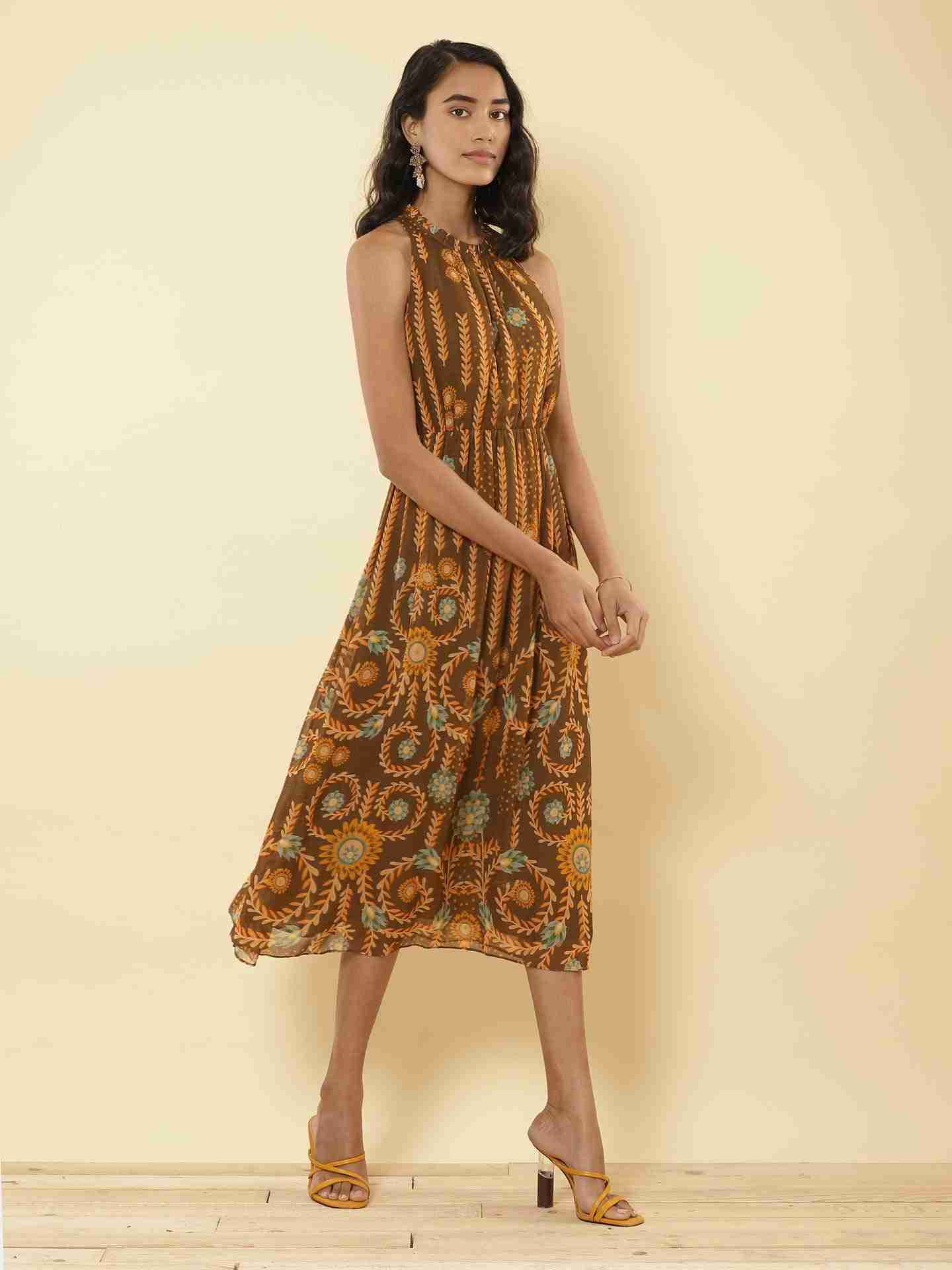 Brown Carnival Midi Dress