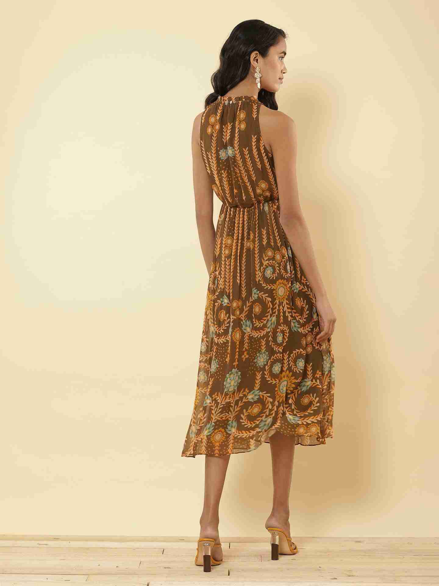 Brown Carnival Midi Dress