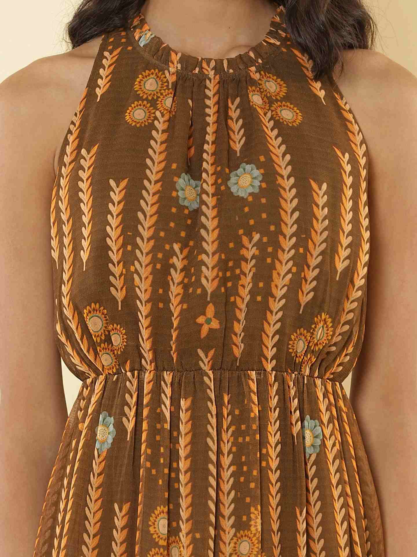 Brown Carnival Midi Dress