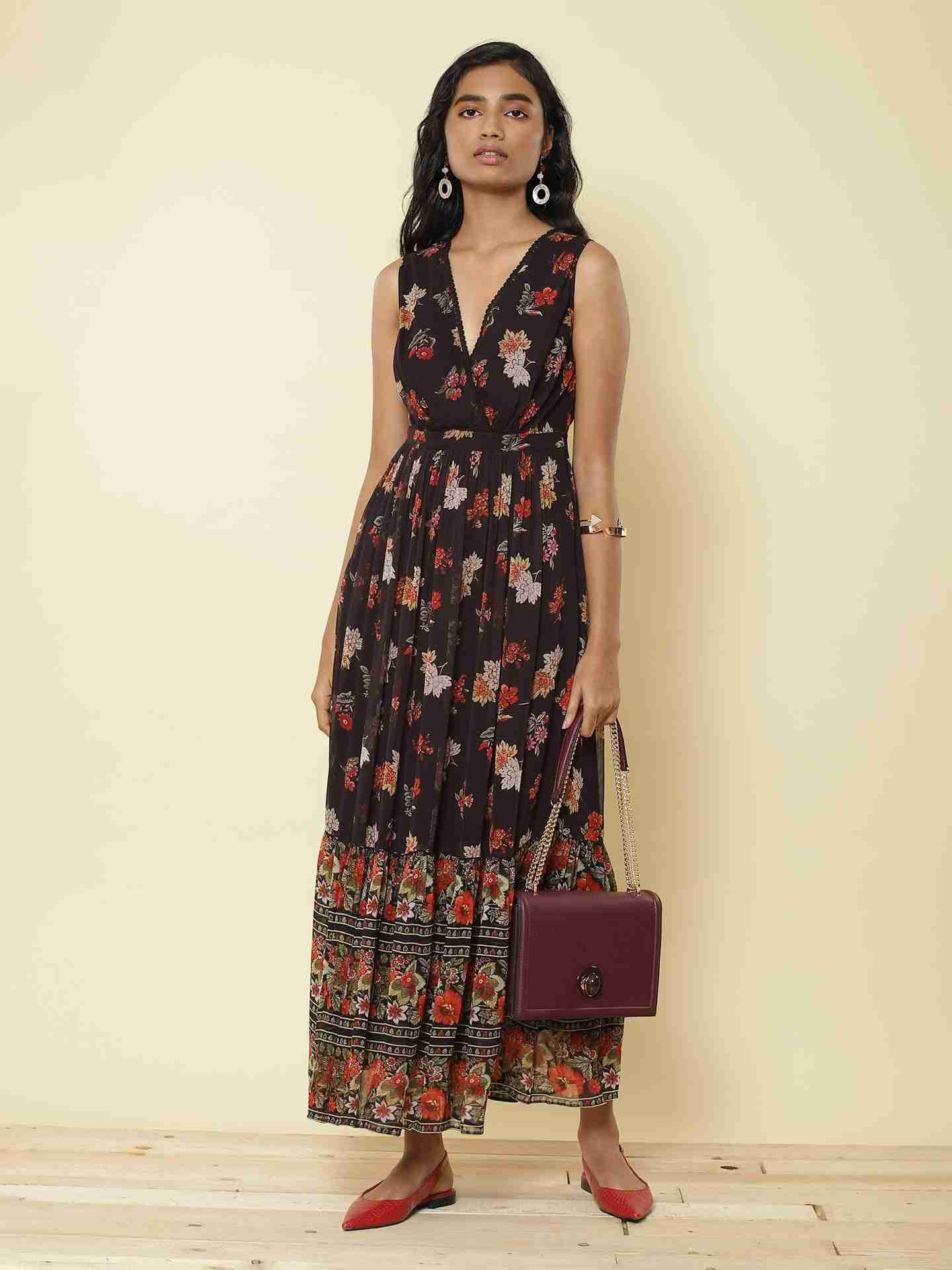 Black Florence Floral Dress