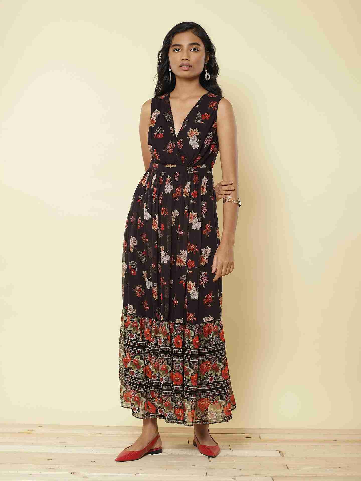 Black Florence Floral Dress