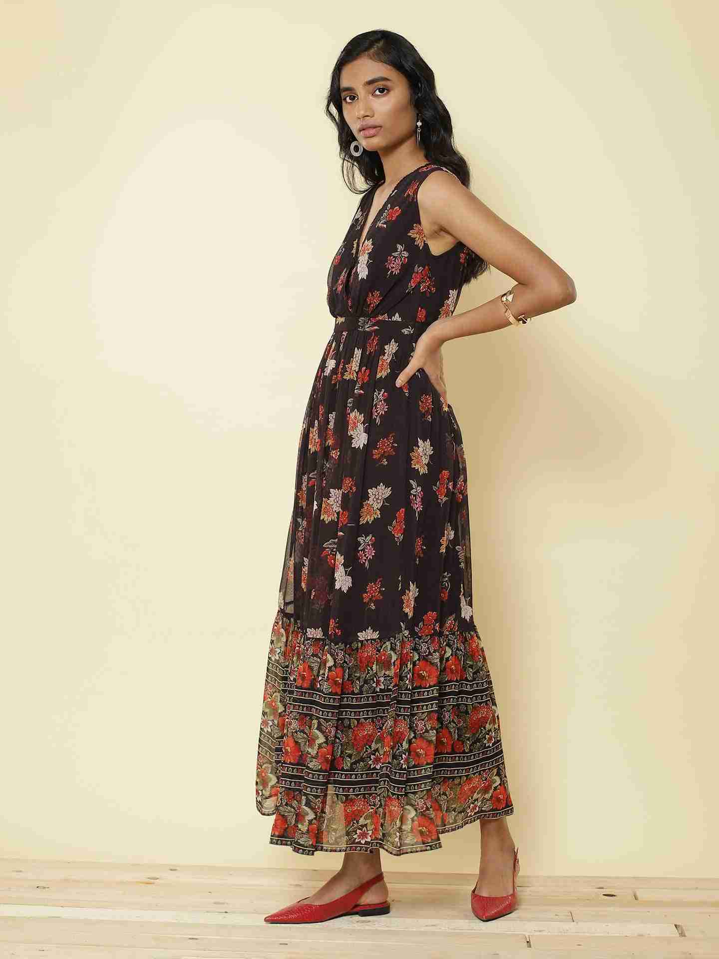 Black Florence Floral Dress