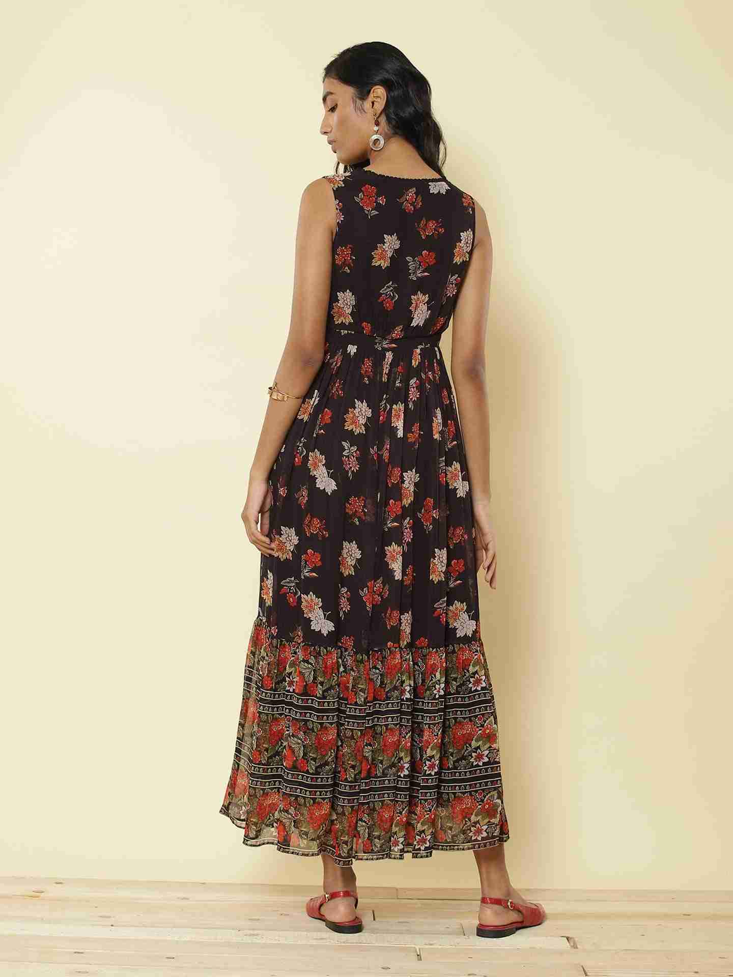 Black Florence Floral Dress