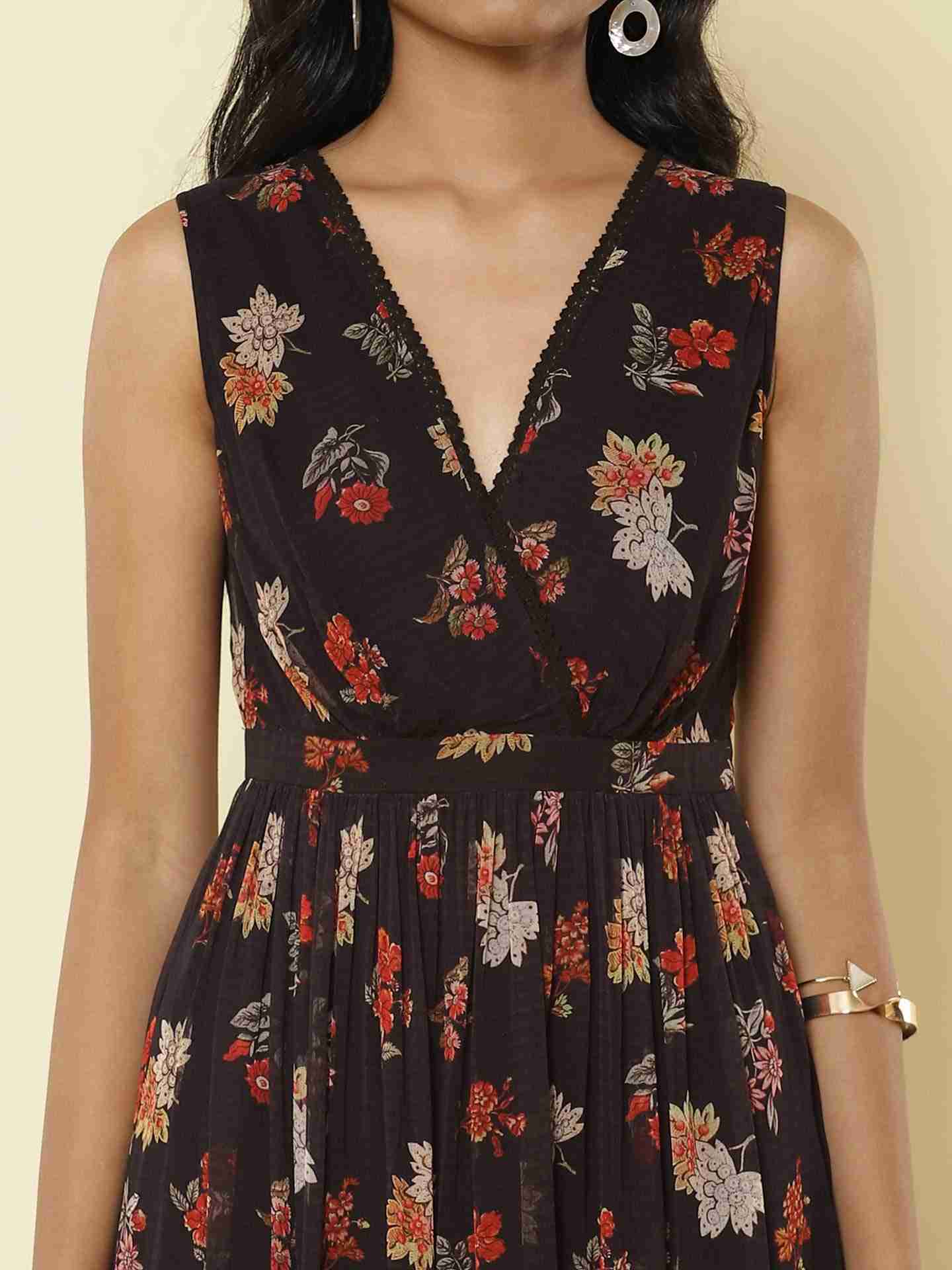 Black Florence Floral Dress