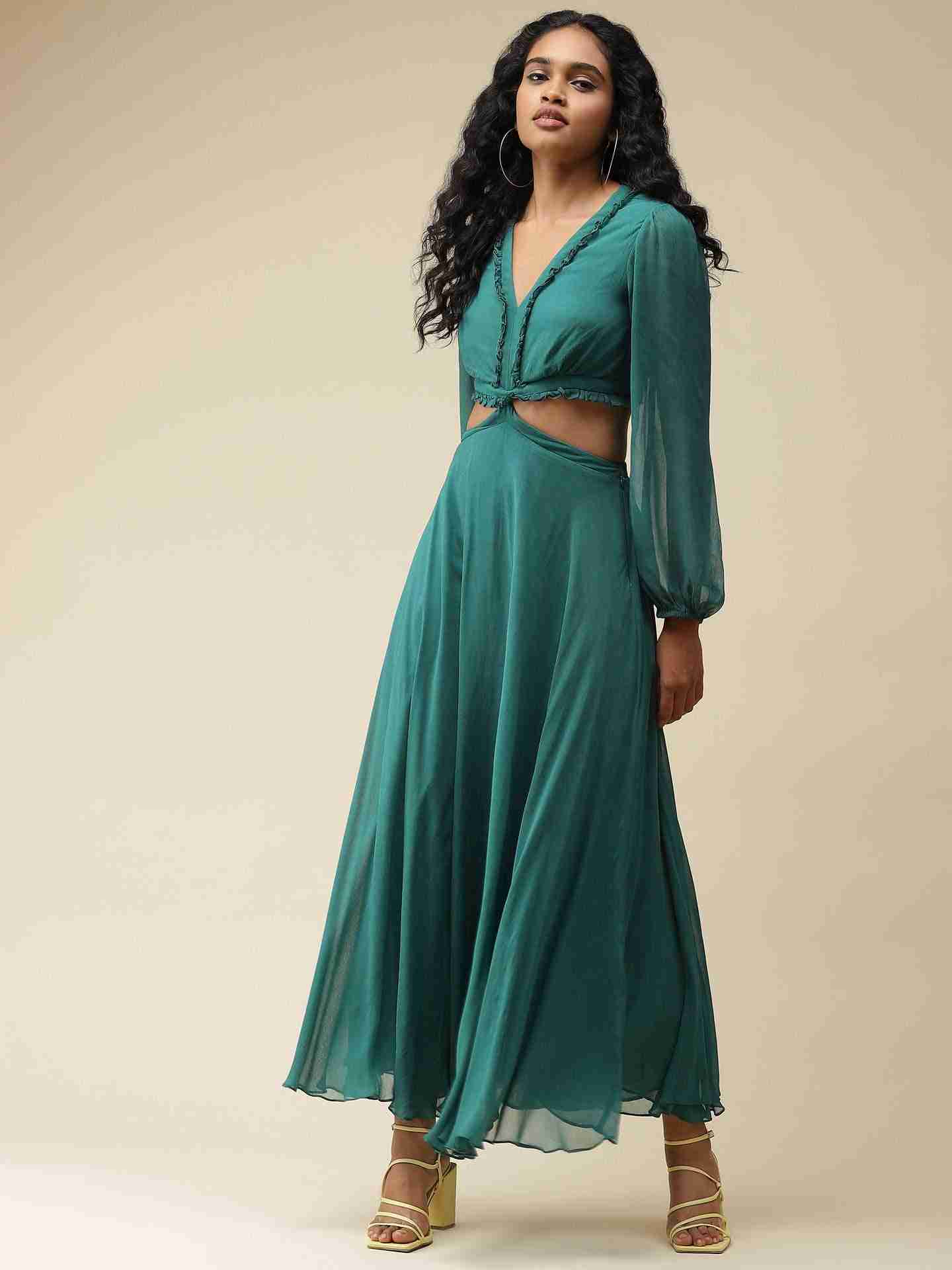 Emerald Green Rene Cut-Out Dress