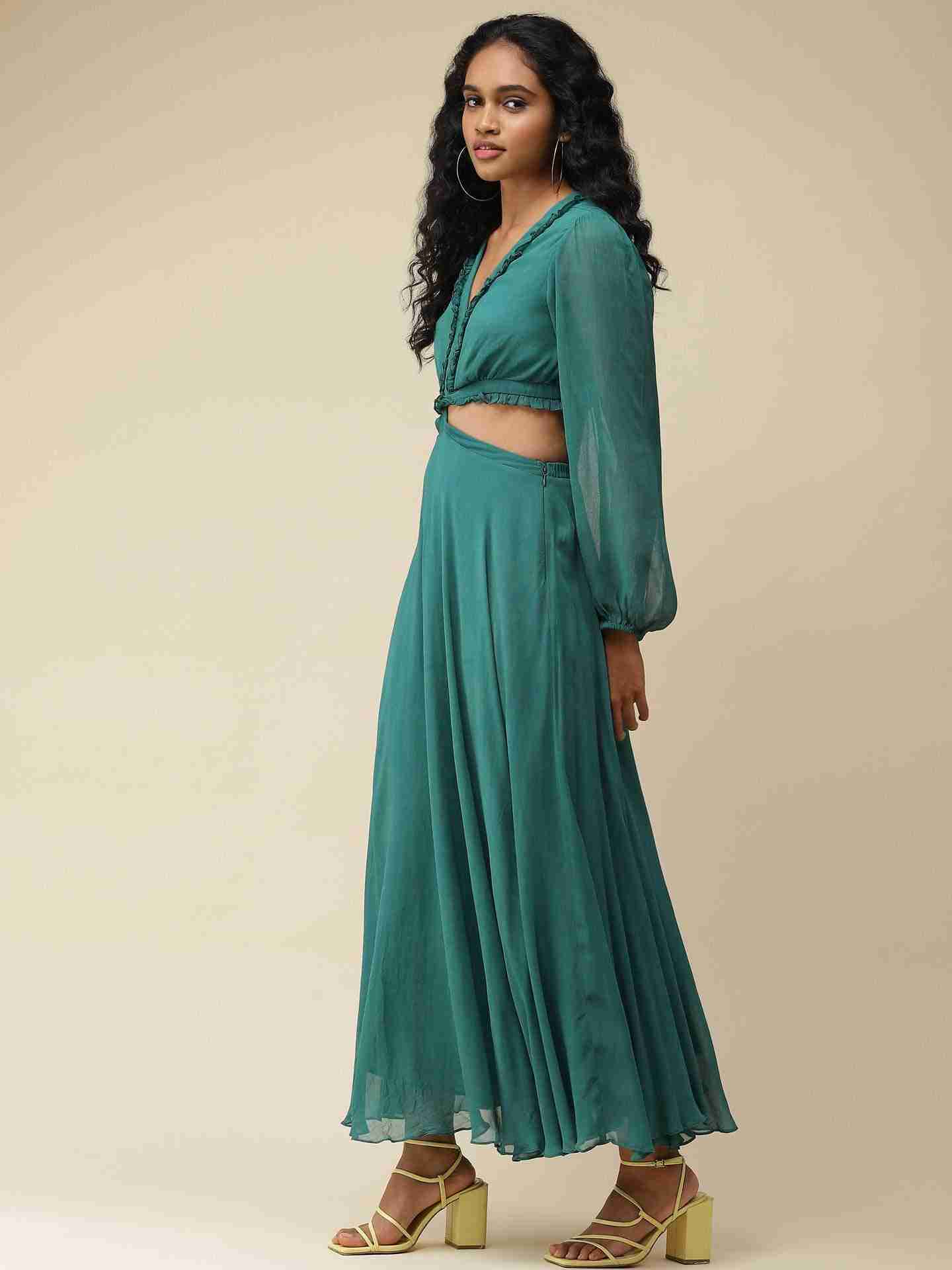 Emerald Green Rene Cut-Out Dress
