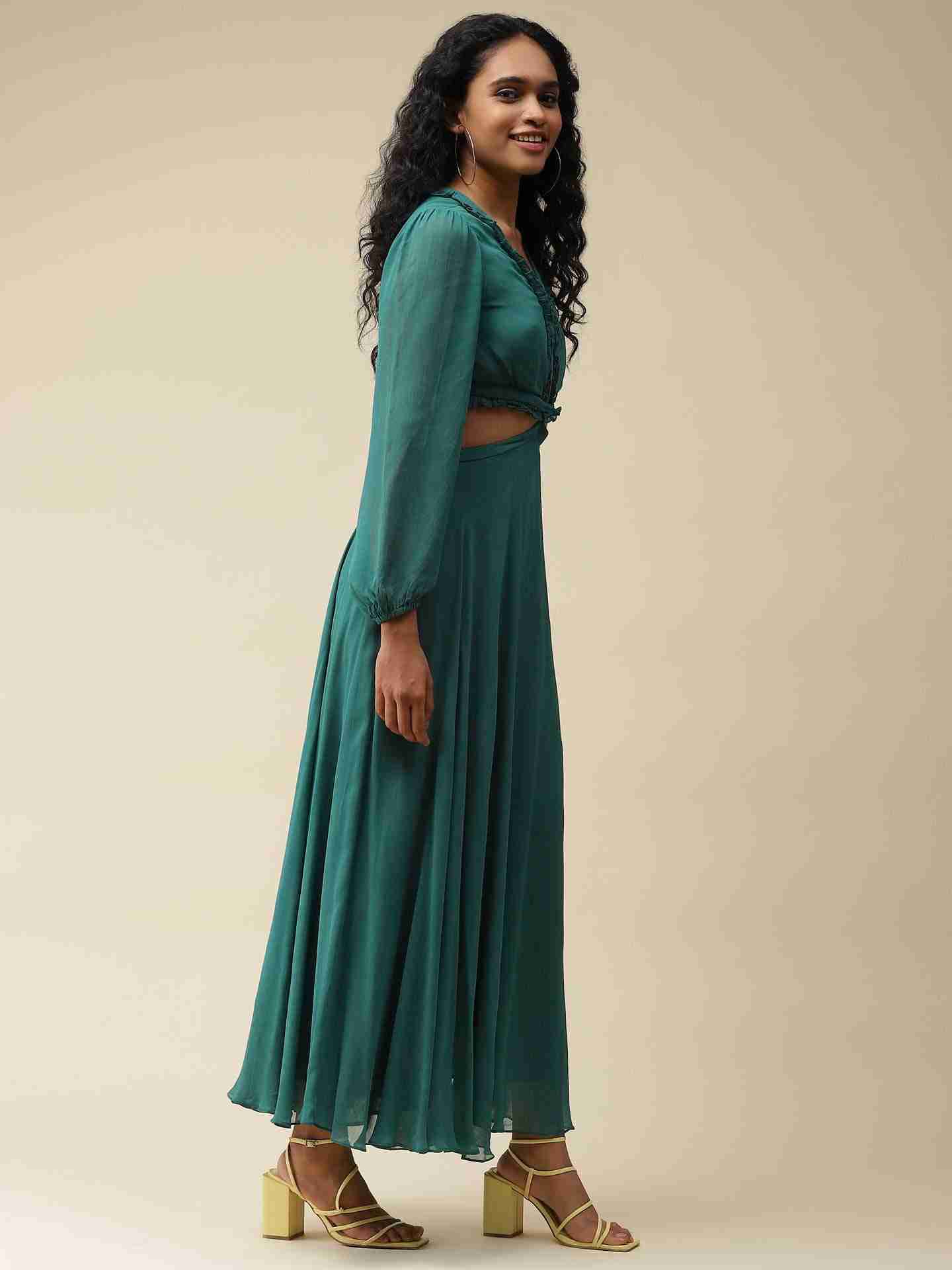 Emerald Green Rene Cut-Out Dress