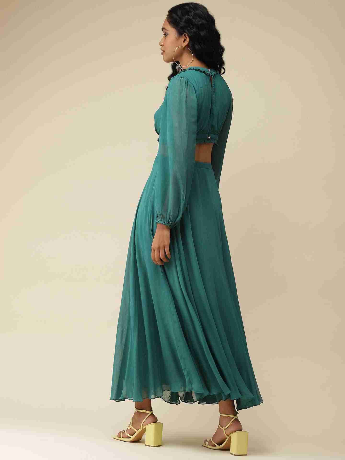 Emerald Green Rene Cut-Out Dress