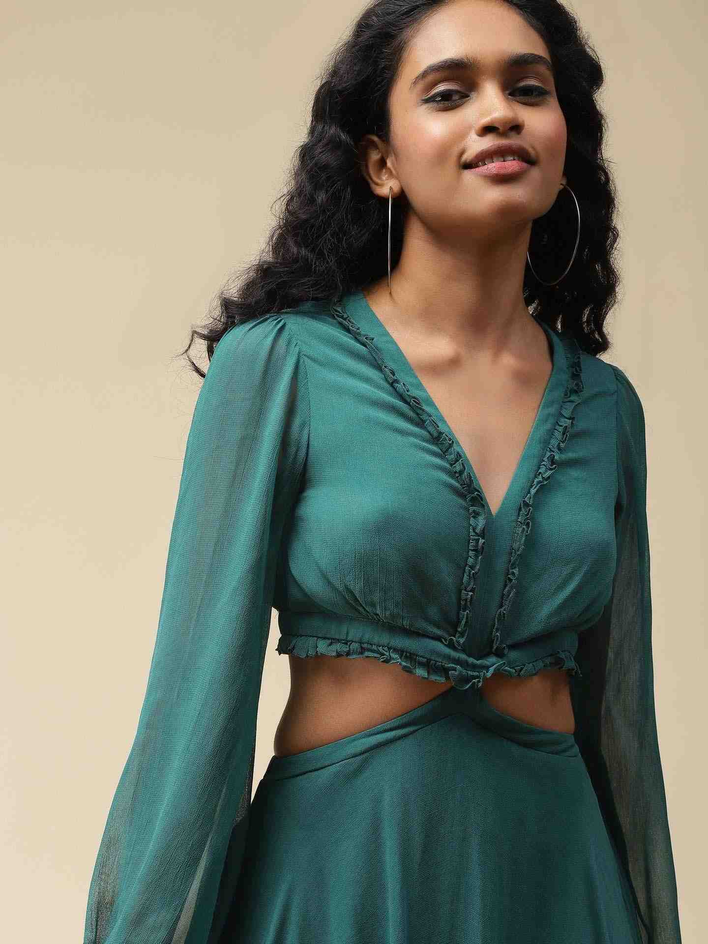 Emerald Green Rene Cut-Out Dress