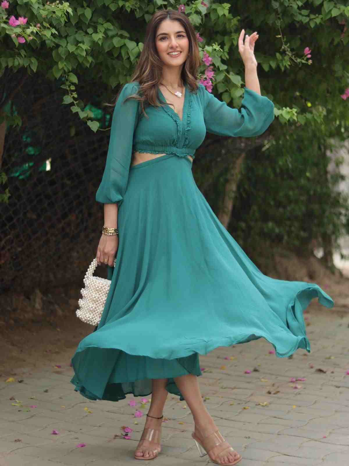 Emerald Green Rene Cut-Out Dress
