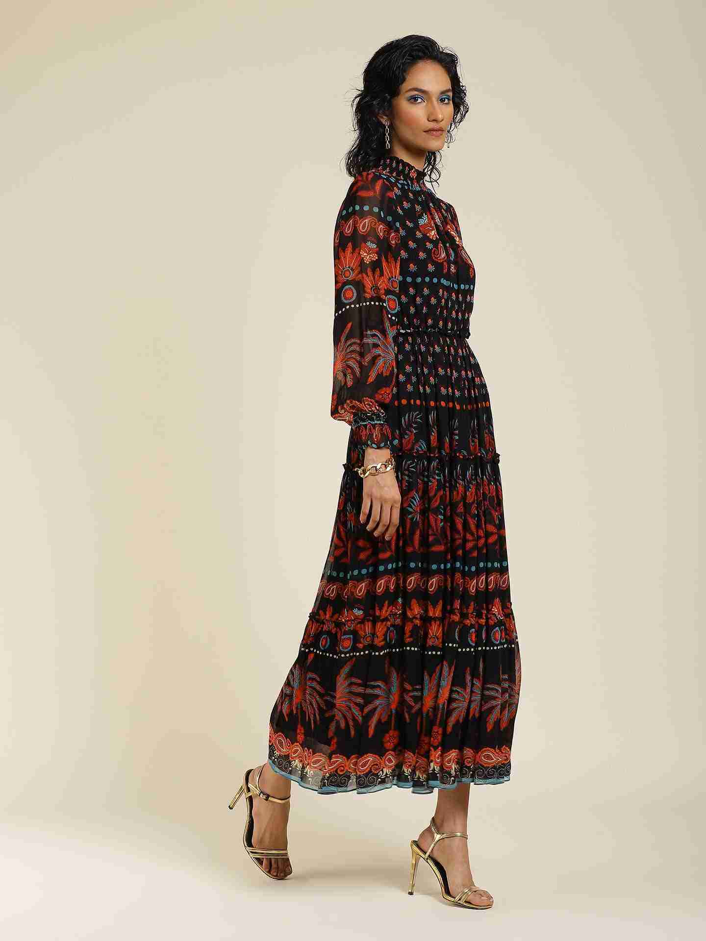 Black Johanna Border Maxi Dress