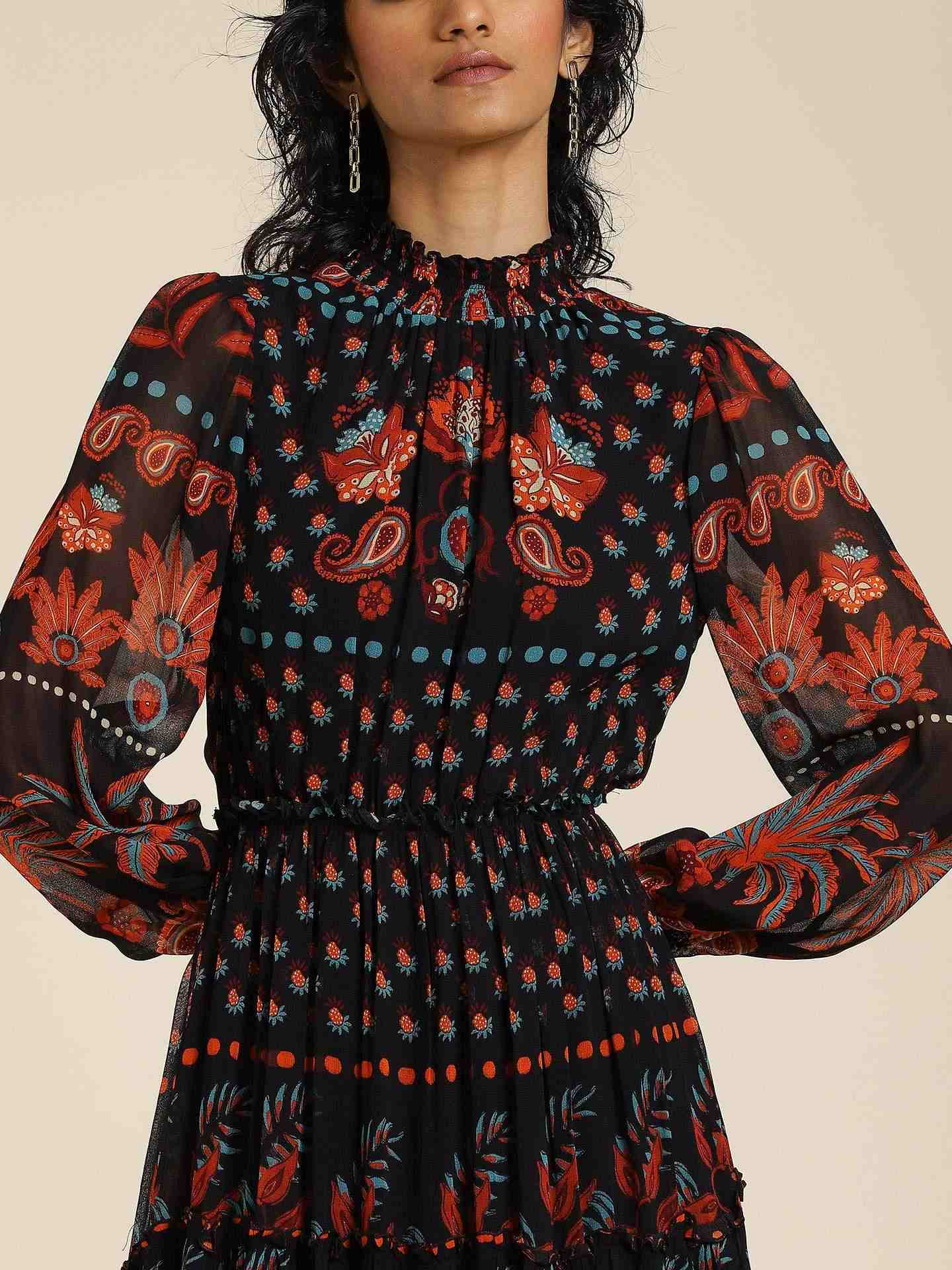 Black Johanna Border Maxi Dress