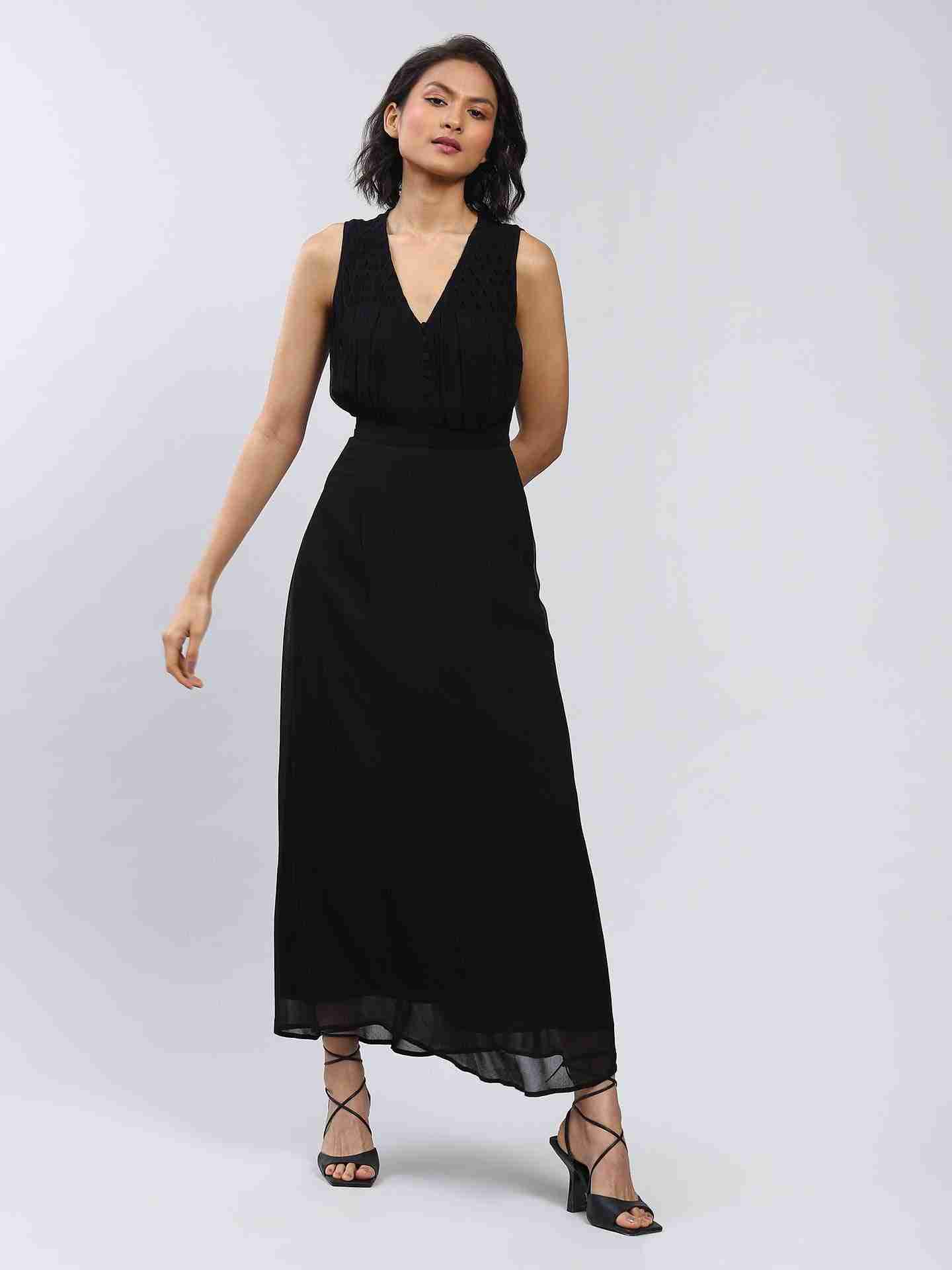 Black Camilla Solid Maxi Dress