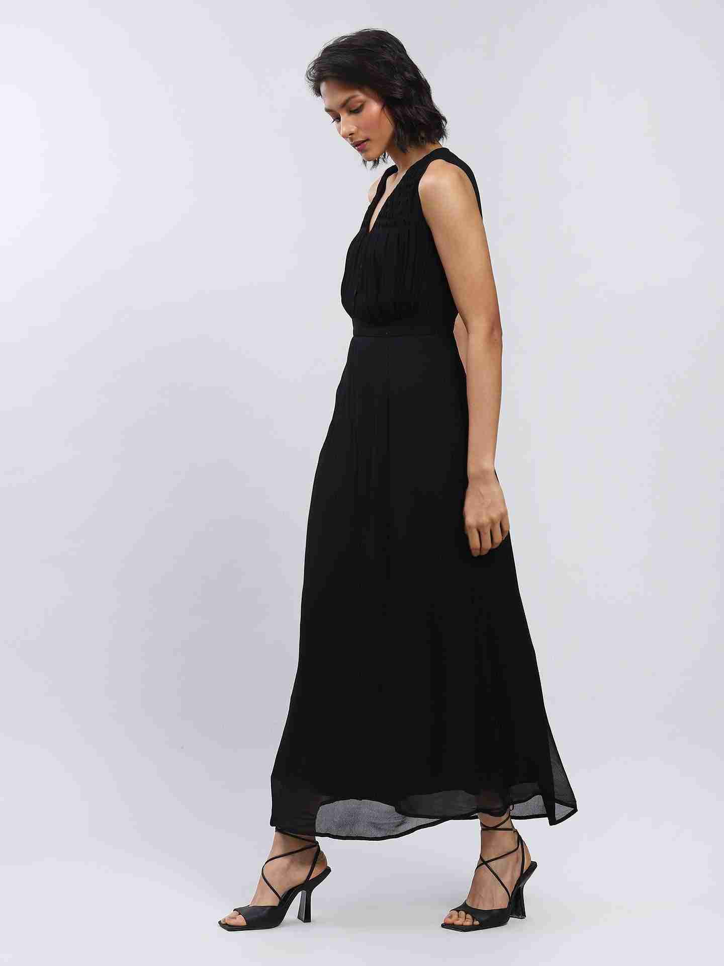 Black Camilla Solid Maxi Dress