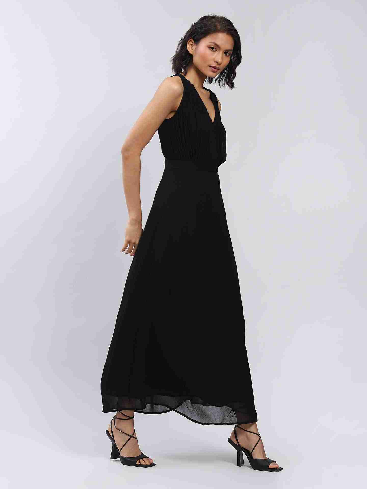 Black Camilla Solid Maxi Dress