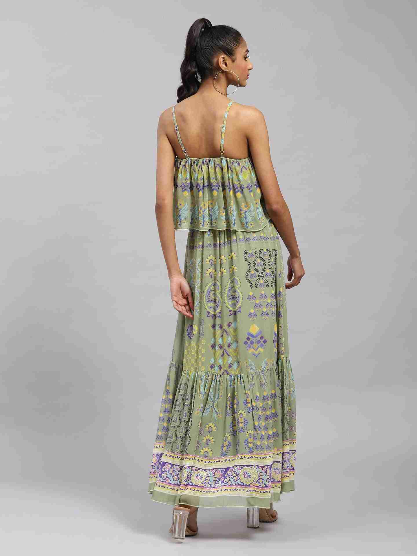 Green Casmere Off-The-Shoulder Dress