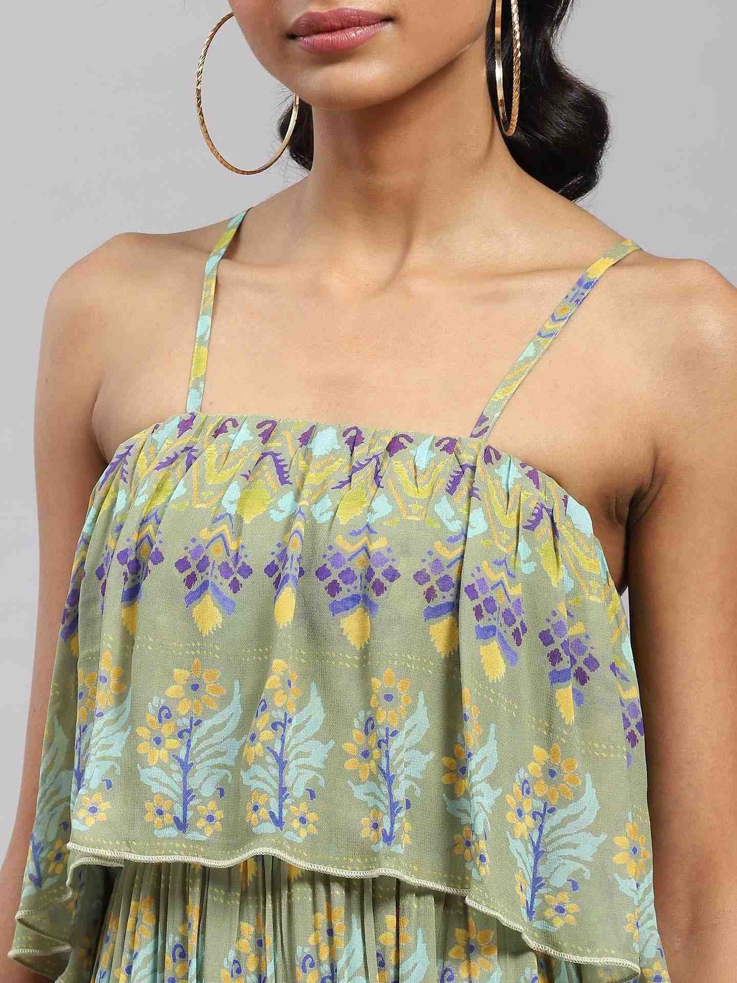 Green Casmere Off-The-Shoulder Dress