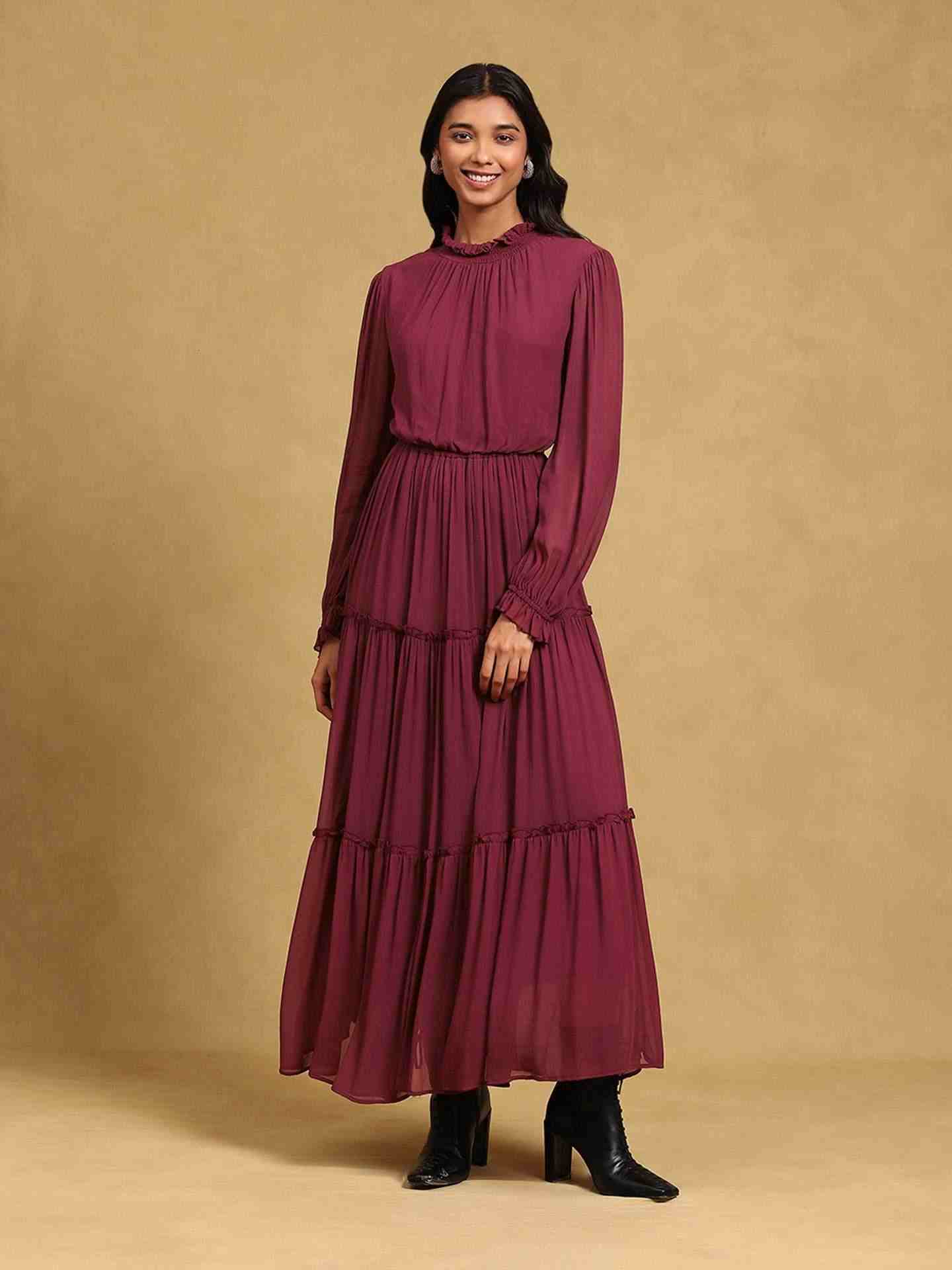 Burgundy Glay Maxi Dress