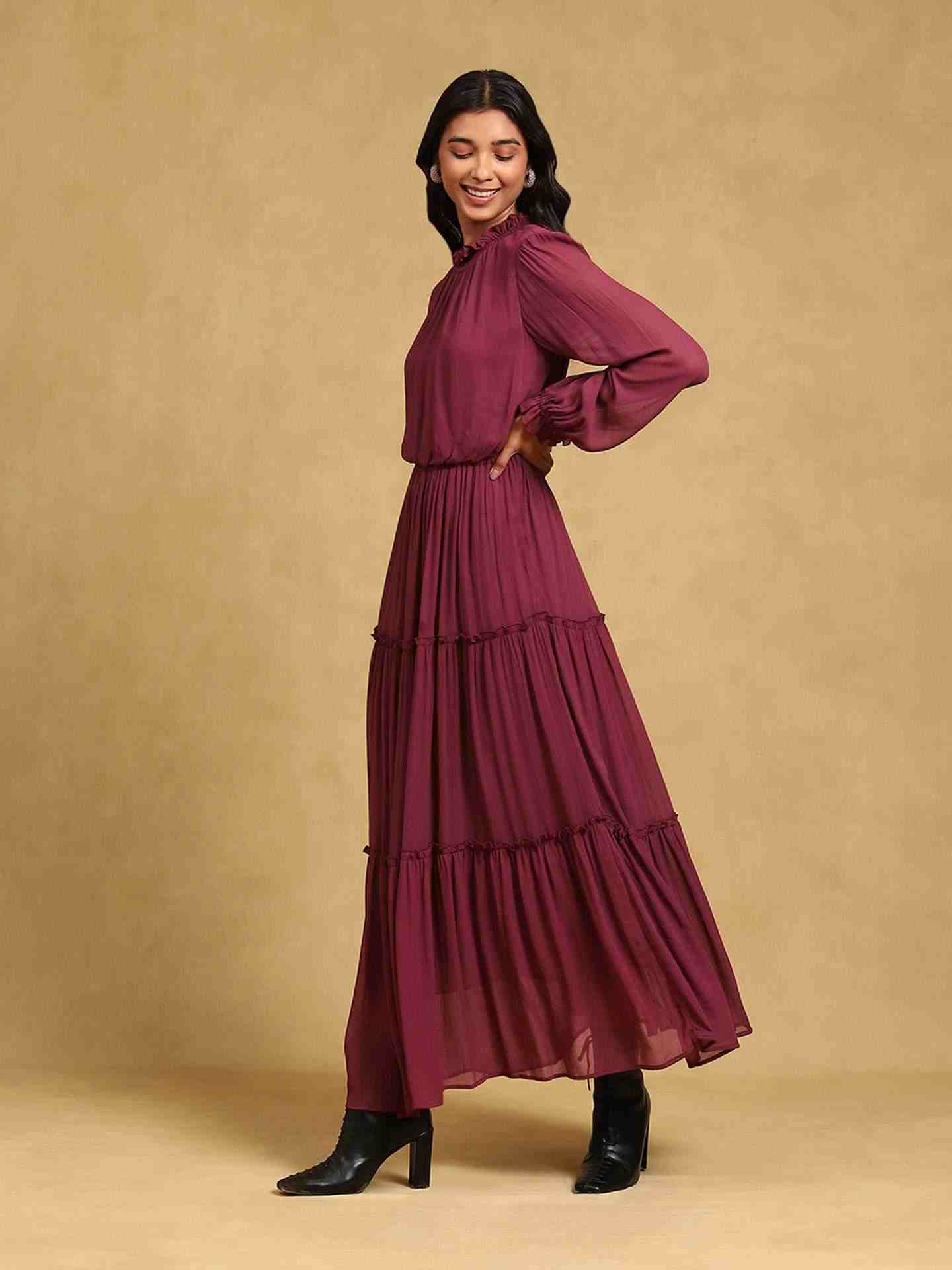 Burgundy Glay Maxi Dress