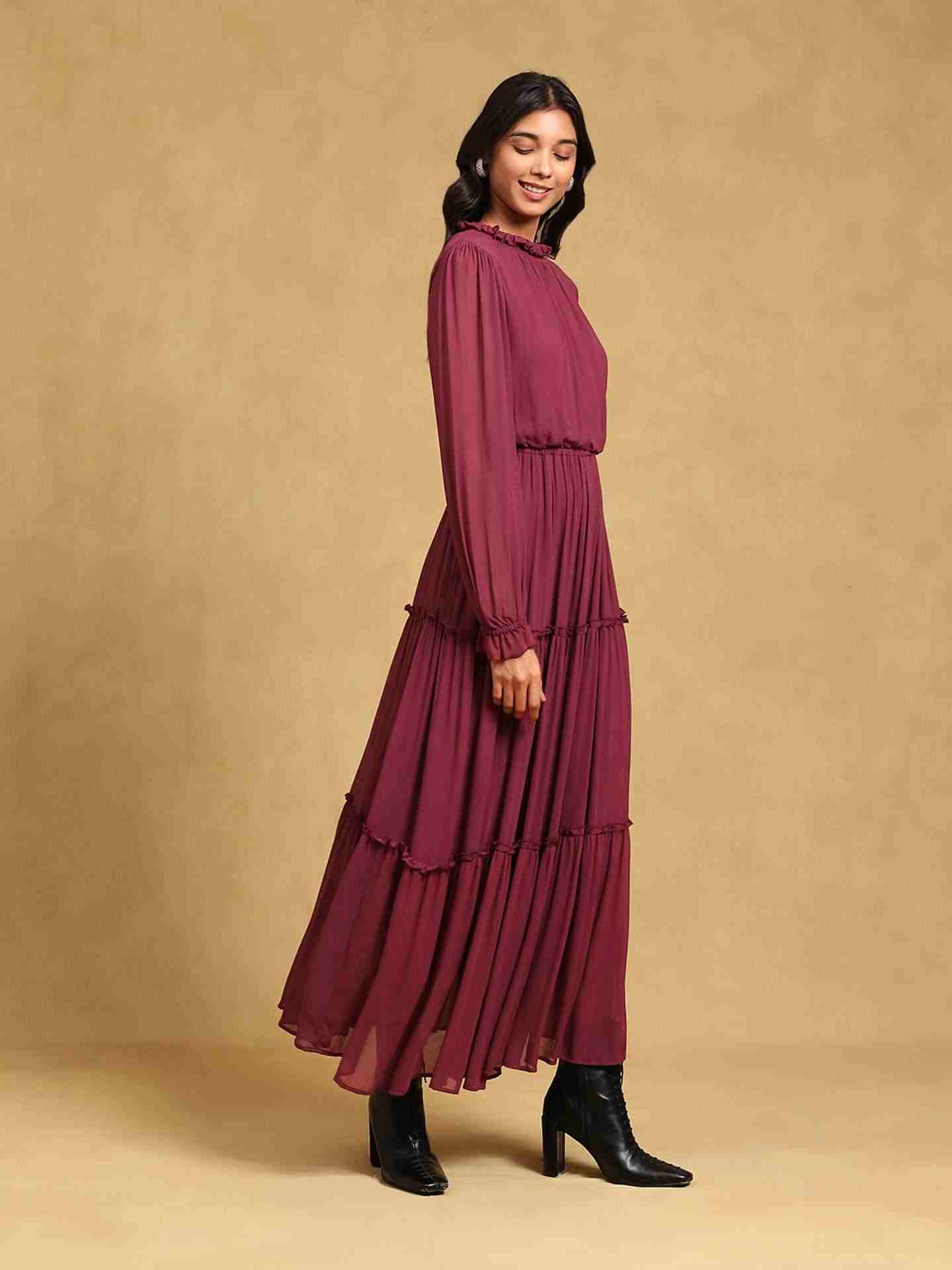 Burgundy Glay Maxi Dress