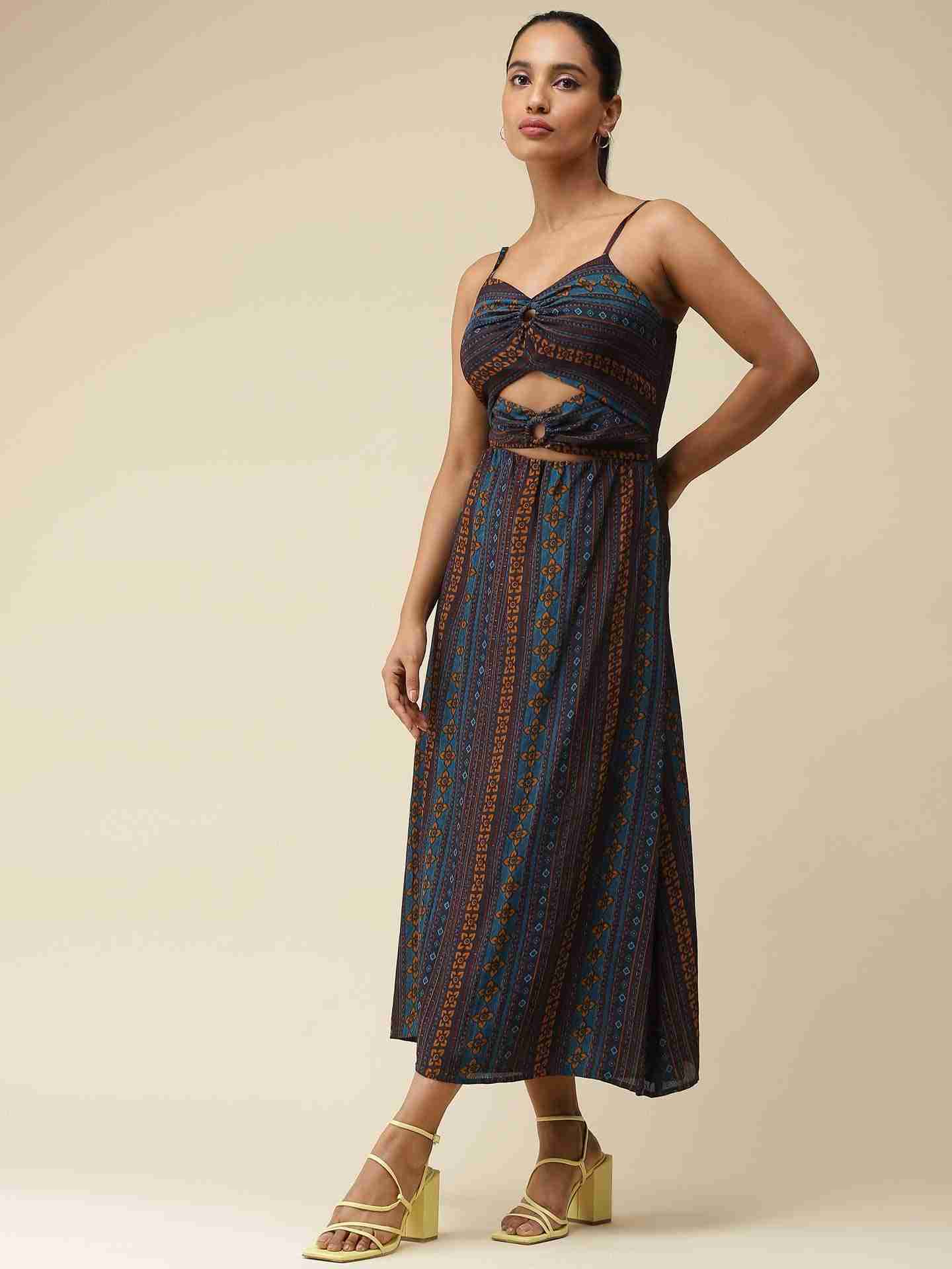 Navy Fashion Flair Cut-Out Dress