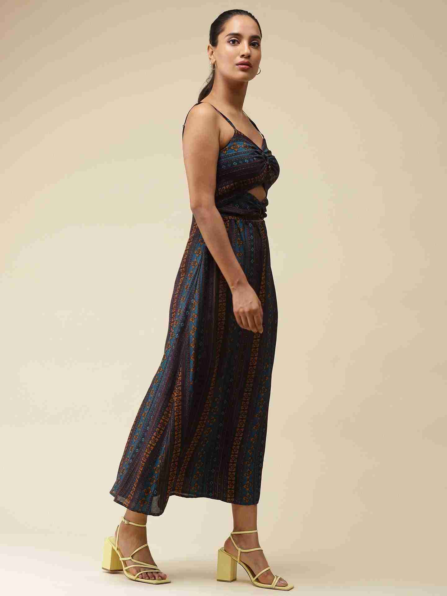 Navy Fashion Flair Cut-Out Dress