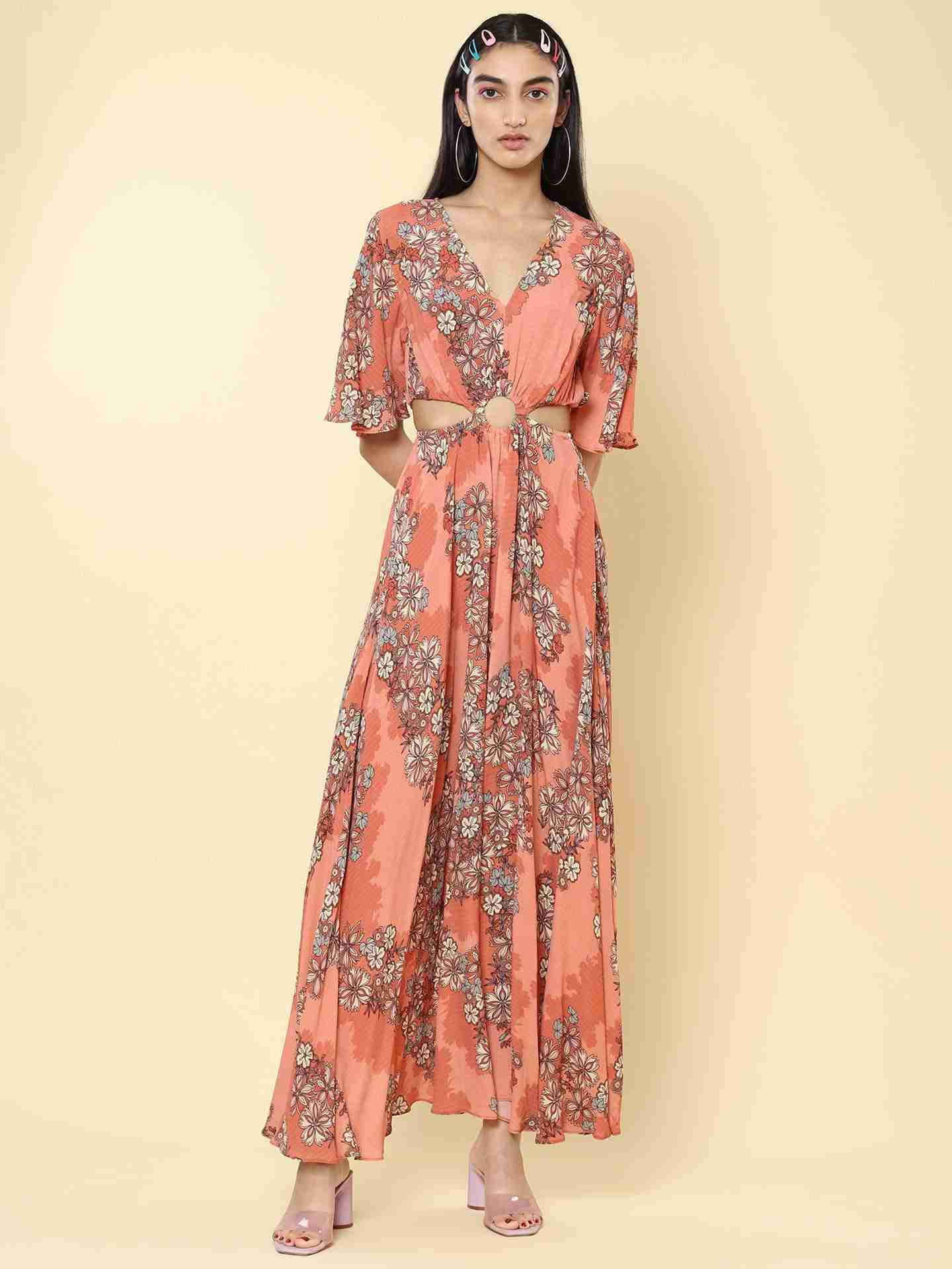 Rose Florette Cut-Out Dress