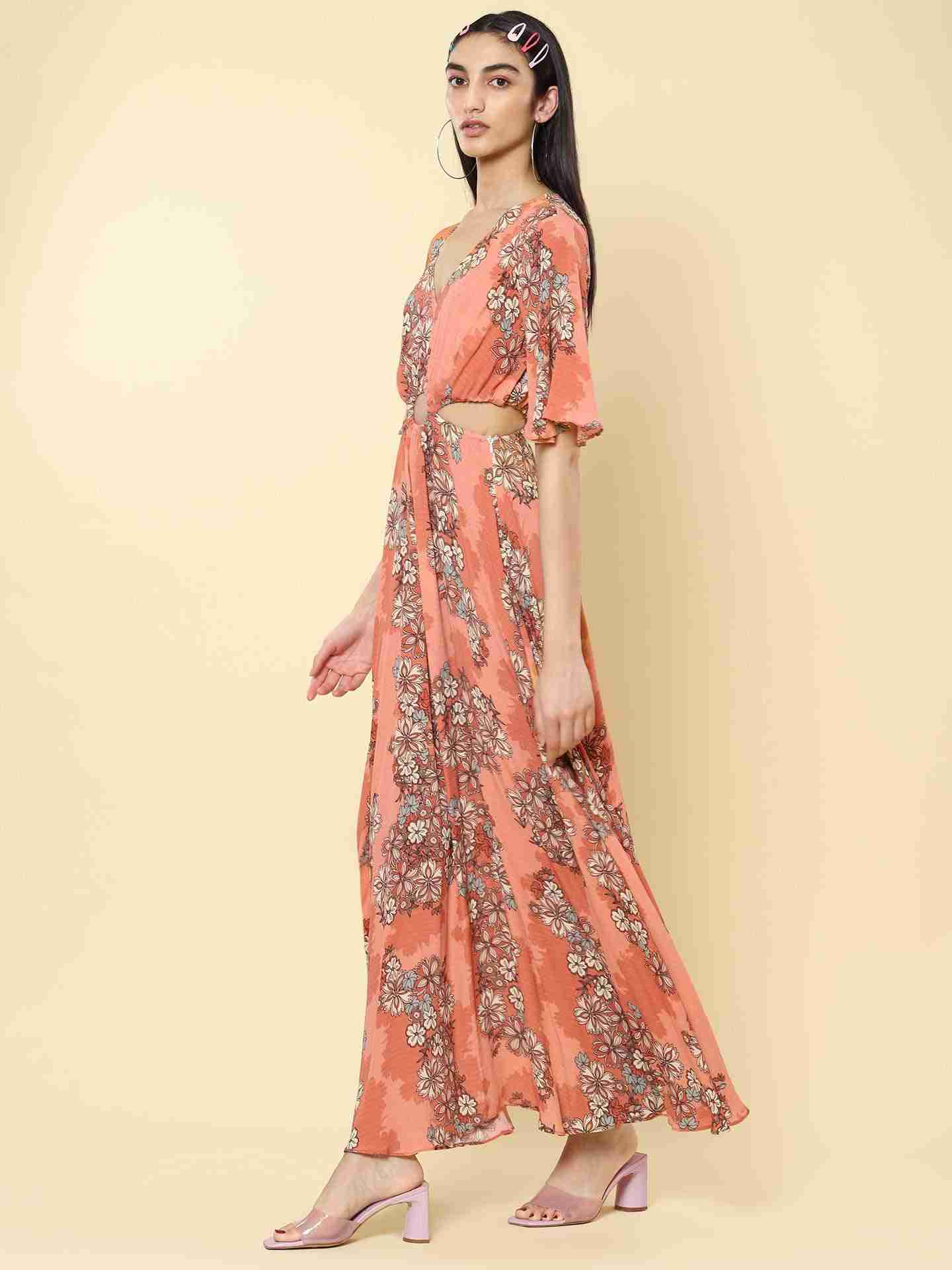 Rose Florette Cut-Out Dress