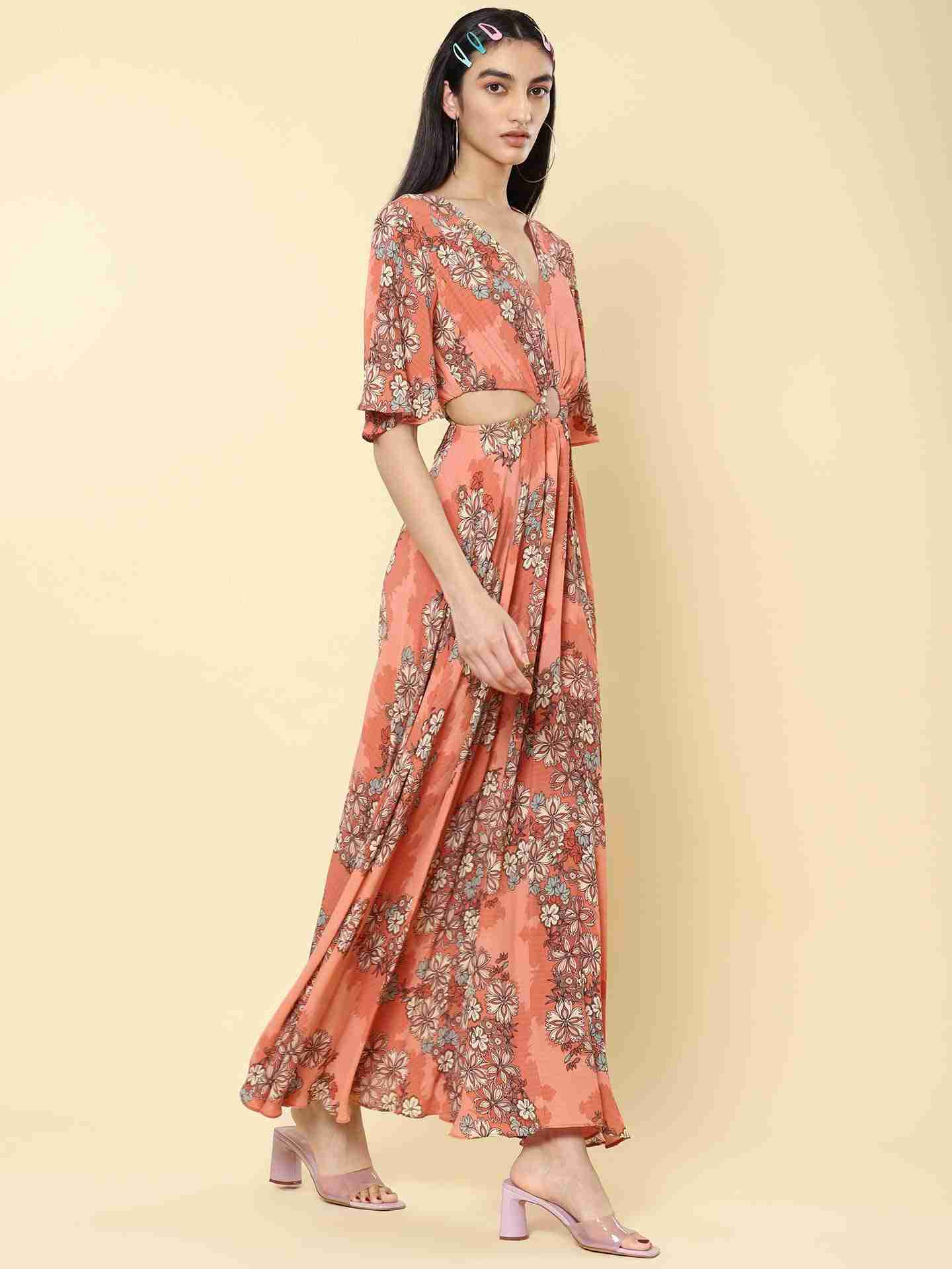 Rose Florette Cut-Out Dress